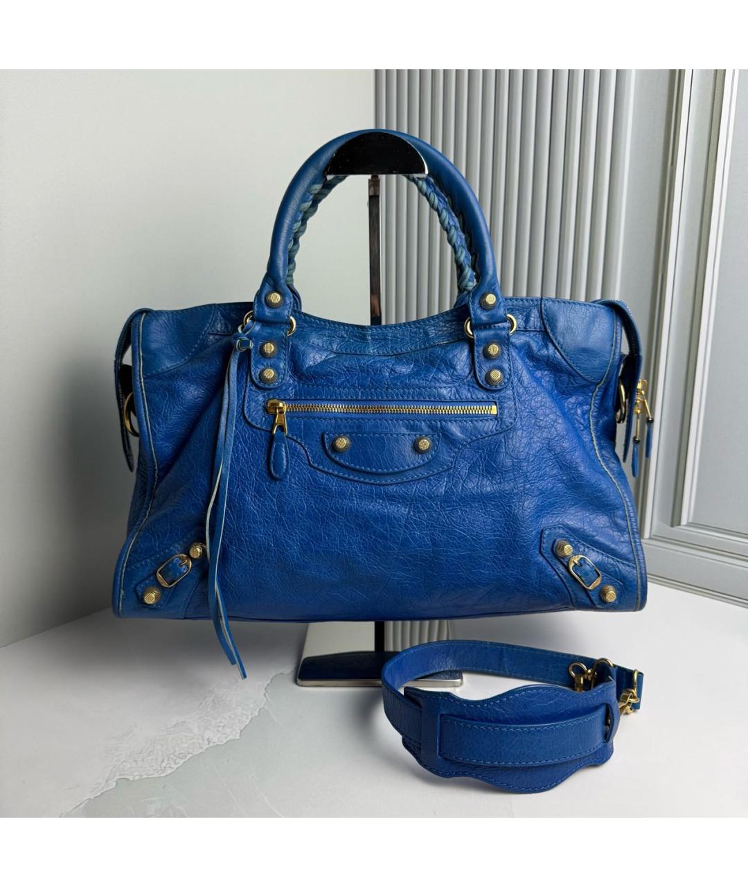 BALENCIAGA Синяя кожаная сумка с короткими ручками, фото 9