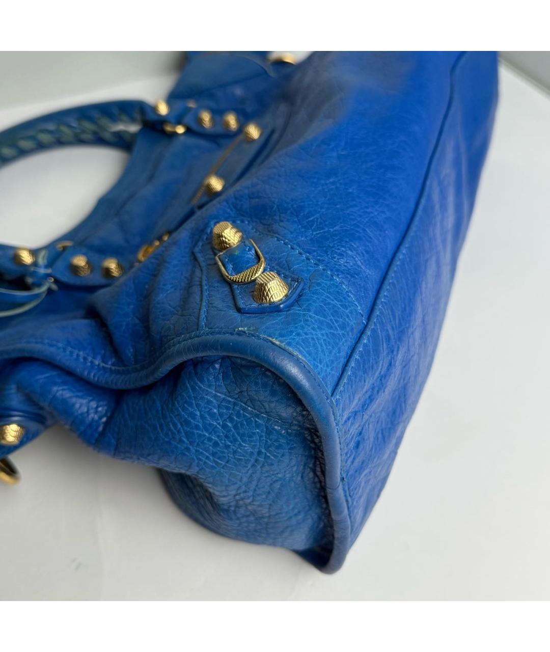 BALENCIAGA Синяя кожаная сумка с короткими ручками, фото 6