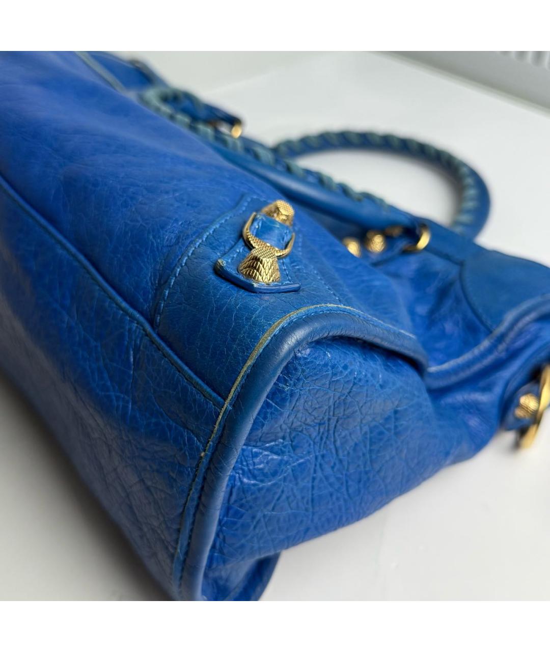 BALENCIAGA Синяя кожаная сумка с короткими ручками, фото 5