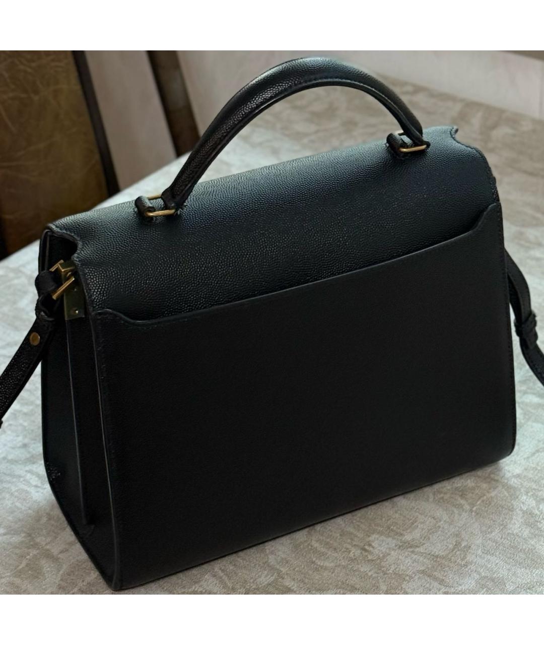 SAINT LAURENT Черная кожаная сумка с короткими ручками, фото 2
