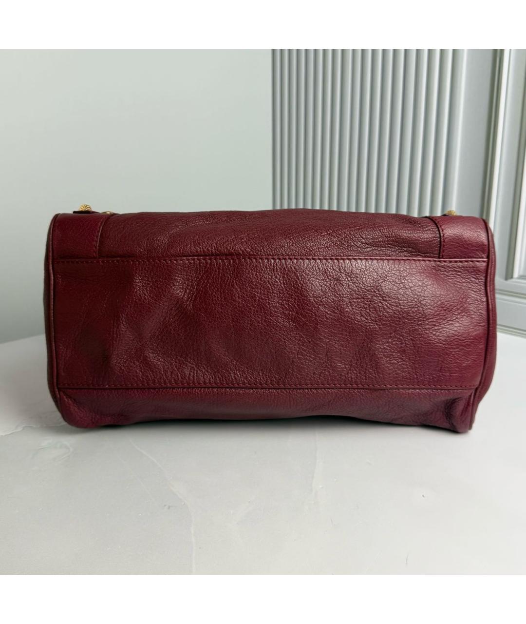 BALENCIAGA Бордовая кожаная сумка с короткими ручками, фото 5