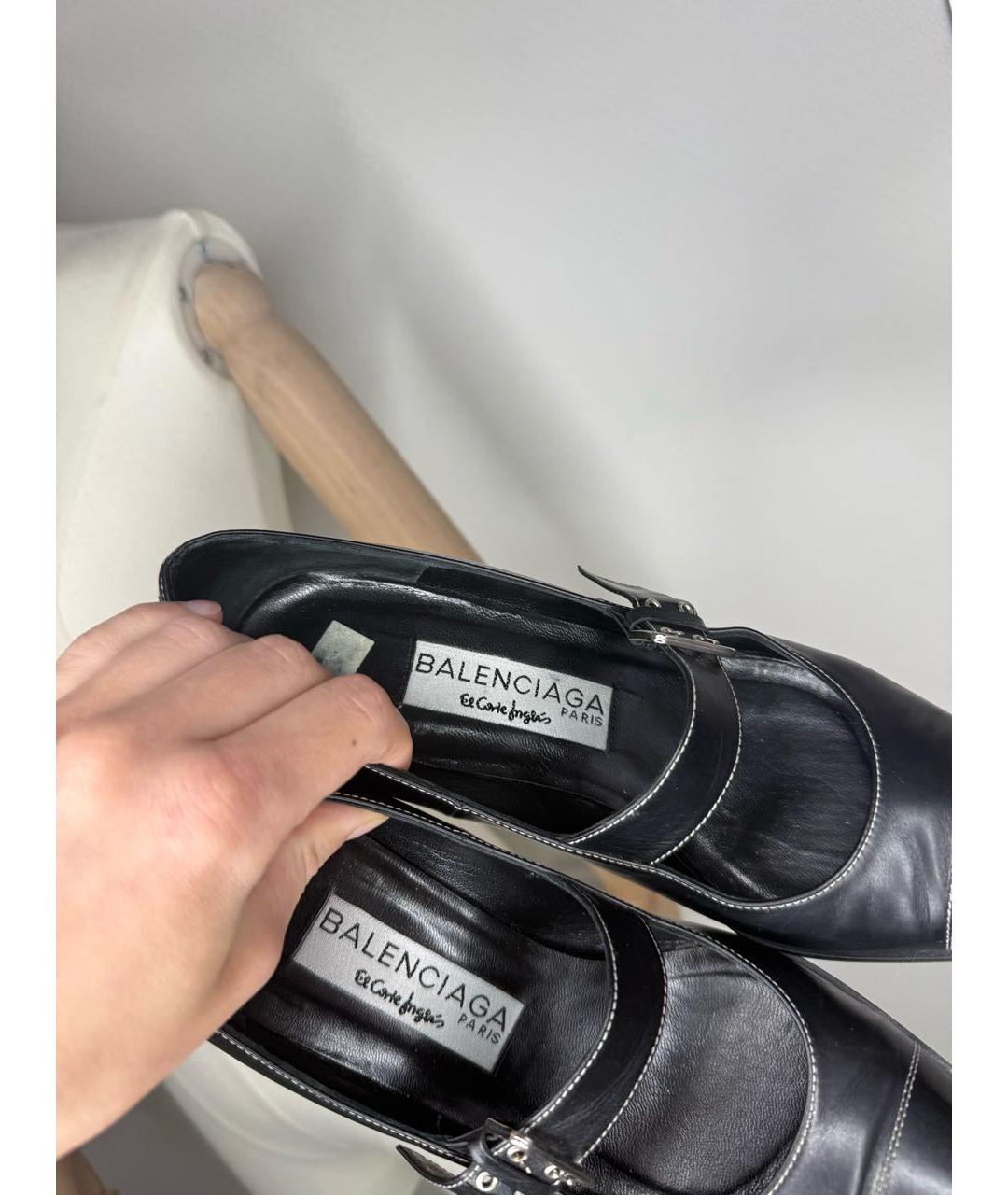 BALENCIAGA Черные кожаные туфли, фото 3