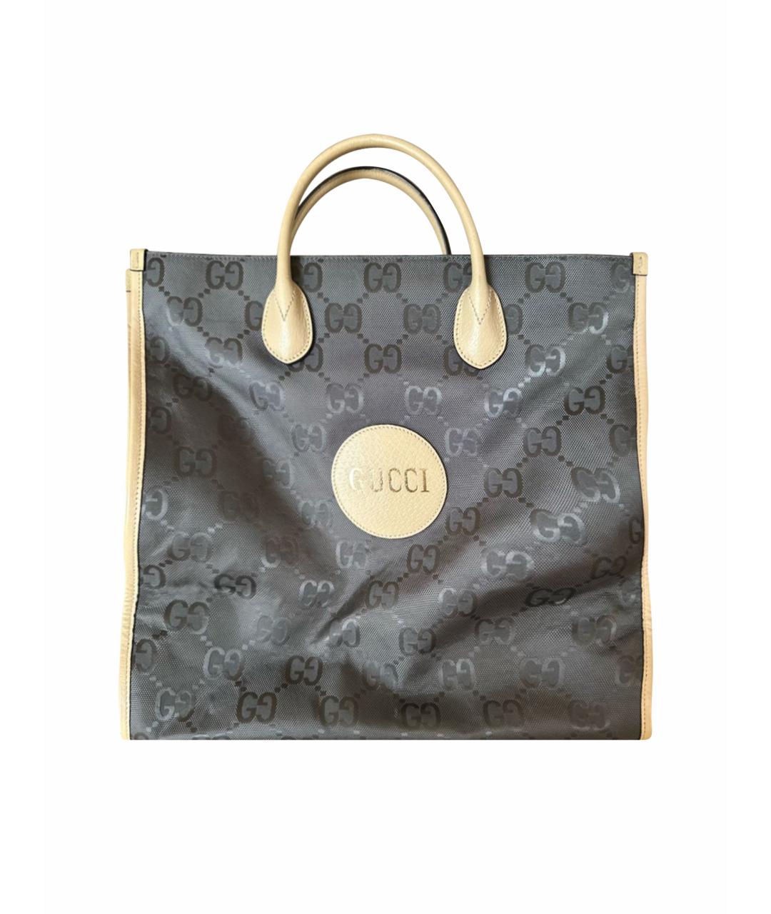 GUCCI Антрацитовая синтетическая сумка тоут, фото 1