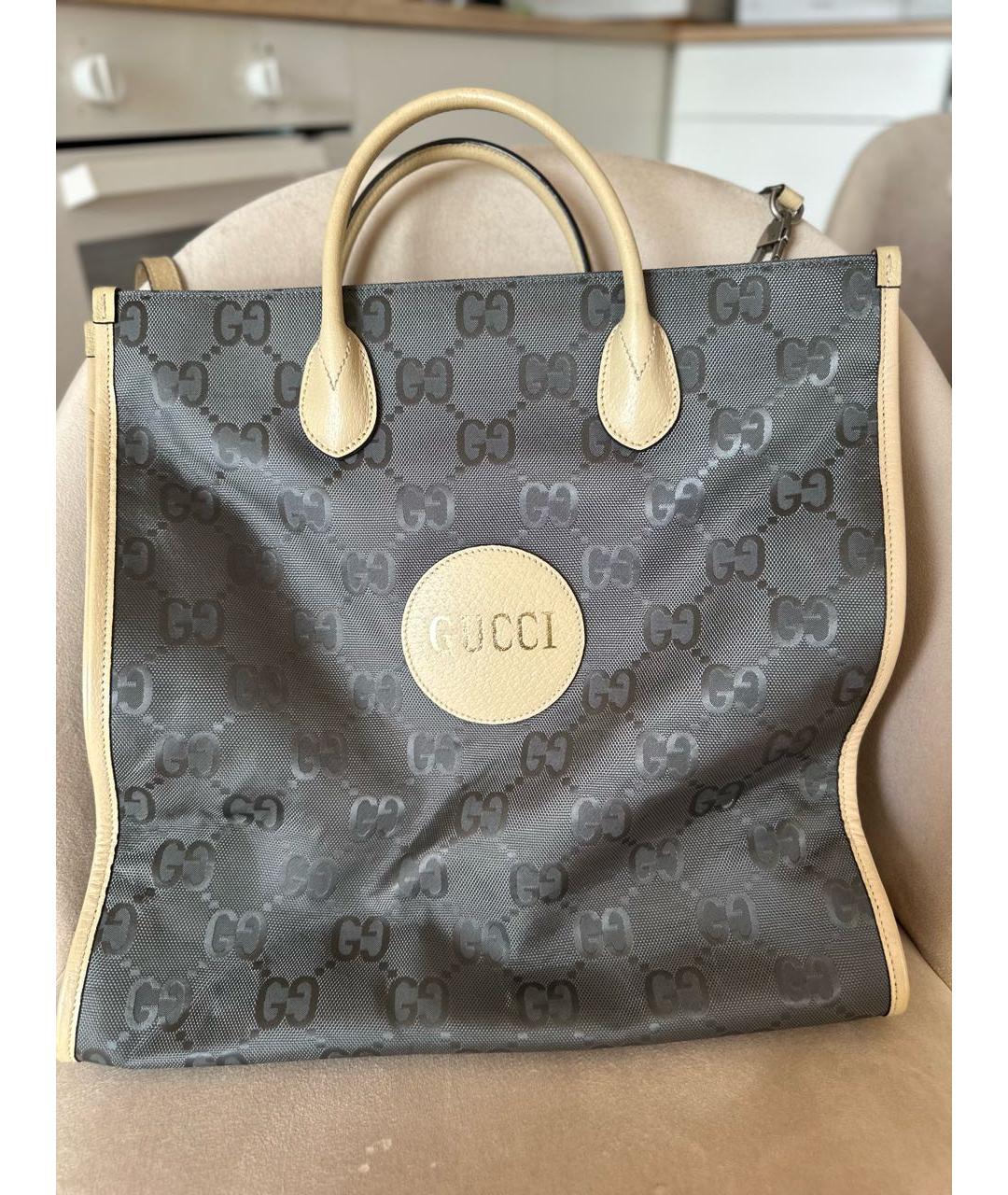 GUCCI Антрацитовая синтетическая сумка тоут, фото 9