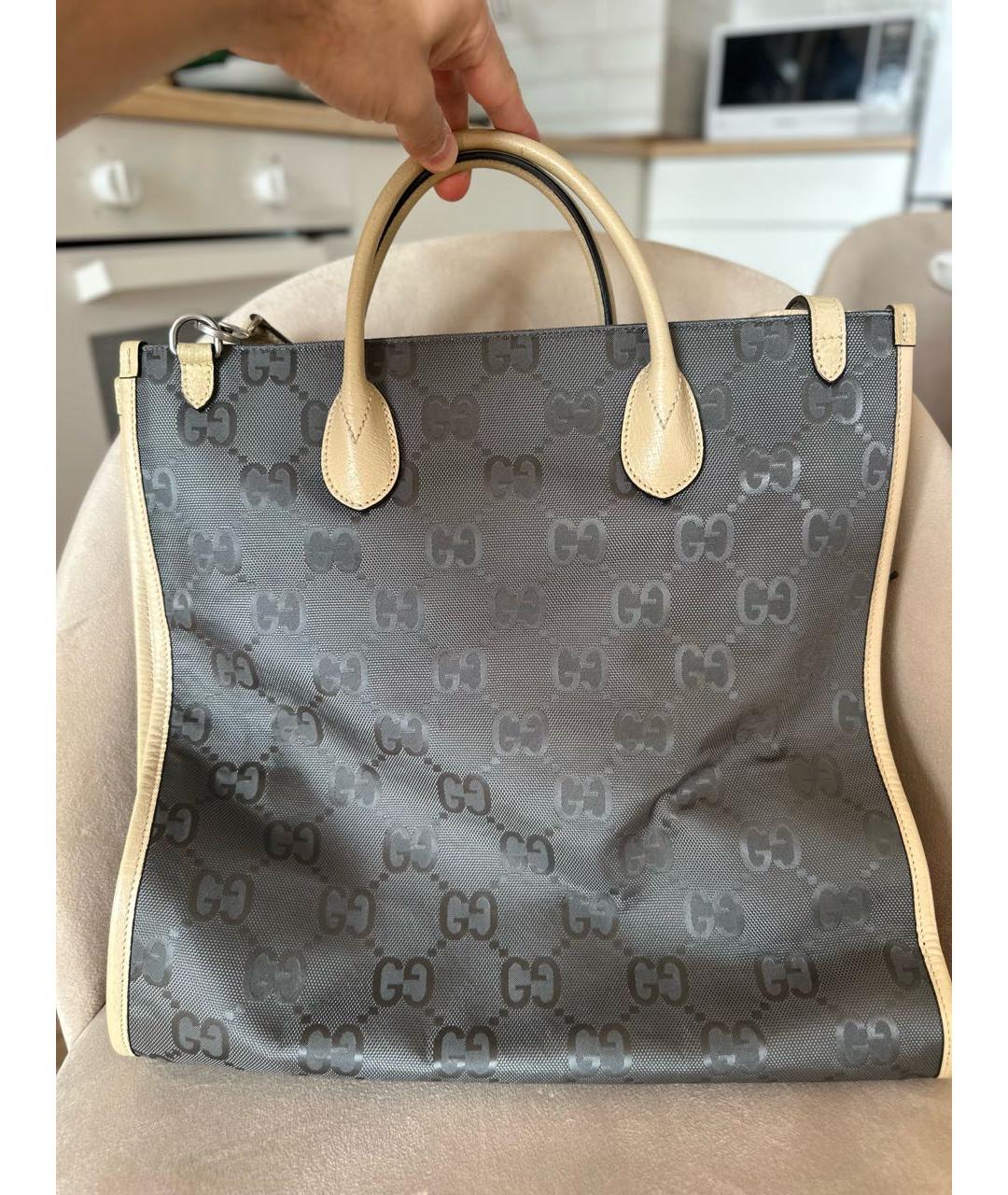 GUCCI Антрацитовая синтетическая сумка тоут, фото 3