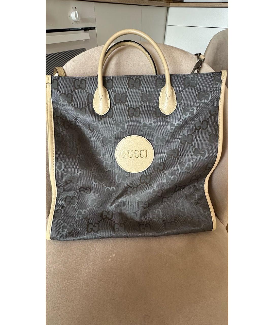 GUCCI Антрацитовая синтетическая сумка тоут, фото 2