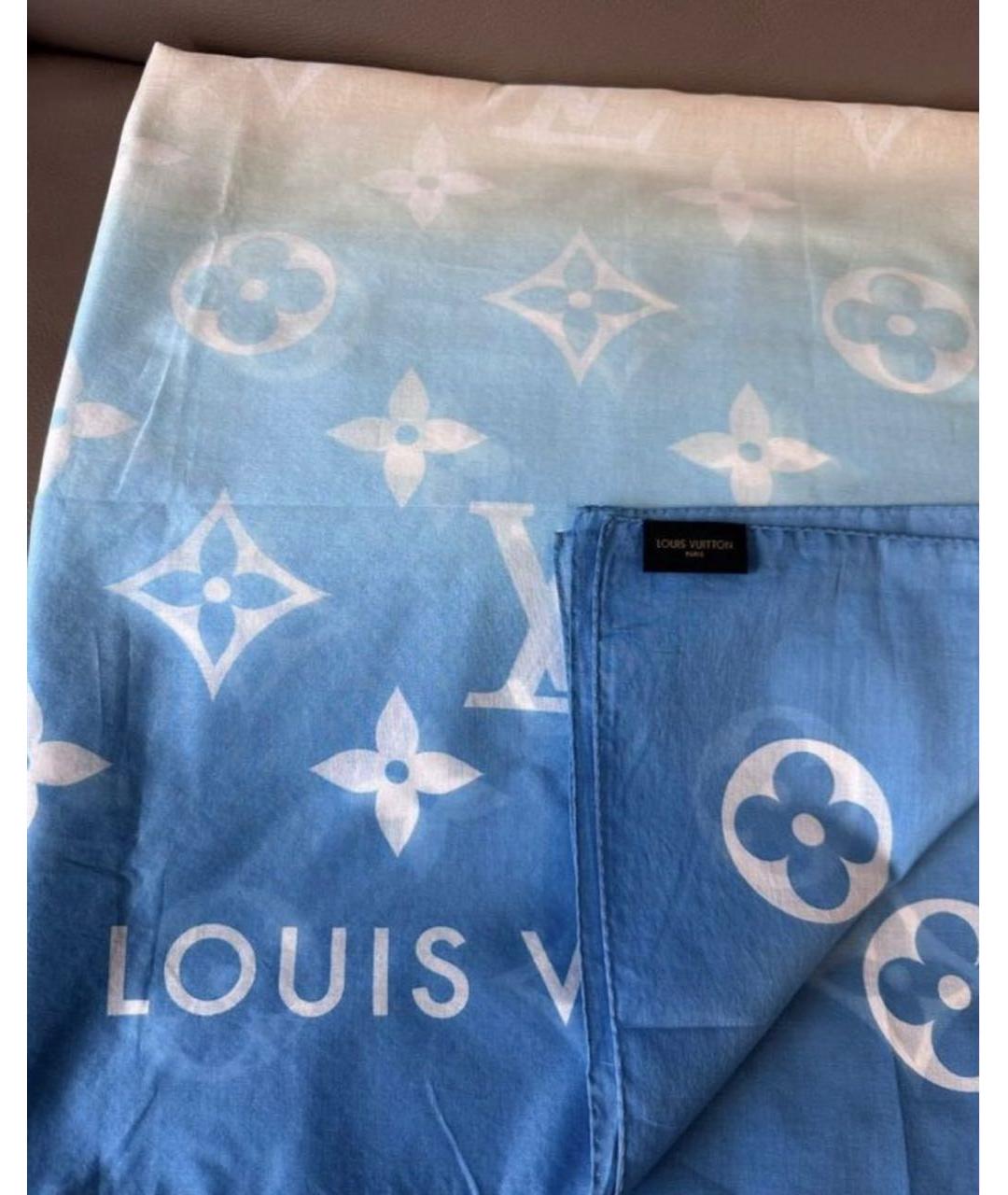 LOUIS VUITTON Голубое хлопковое парео, фото 4