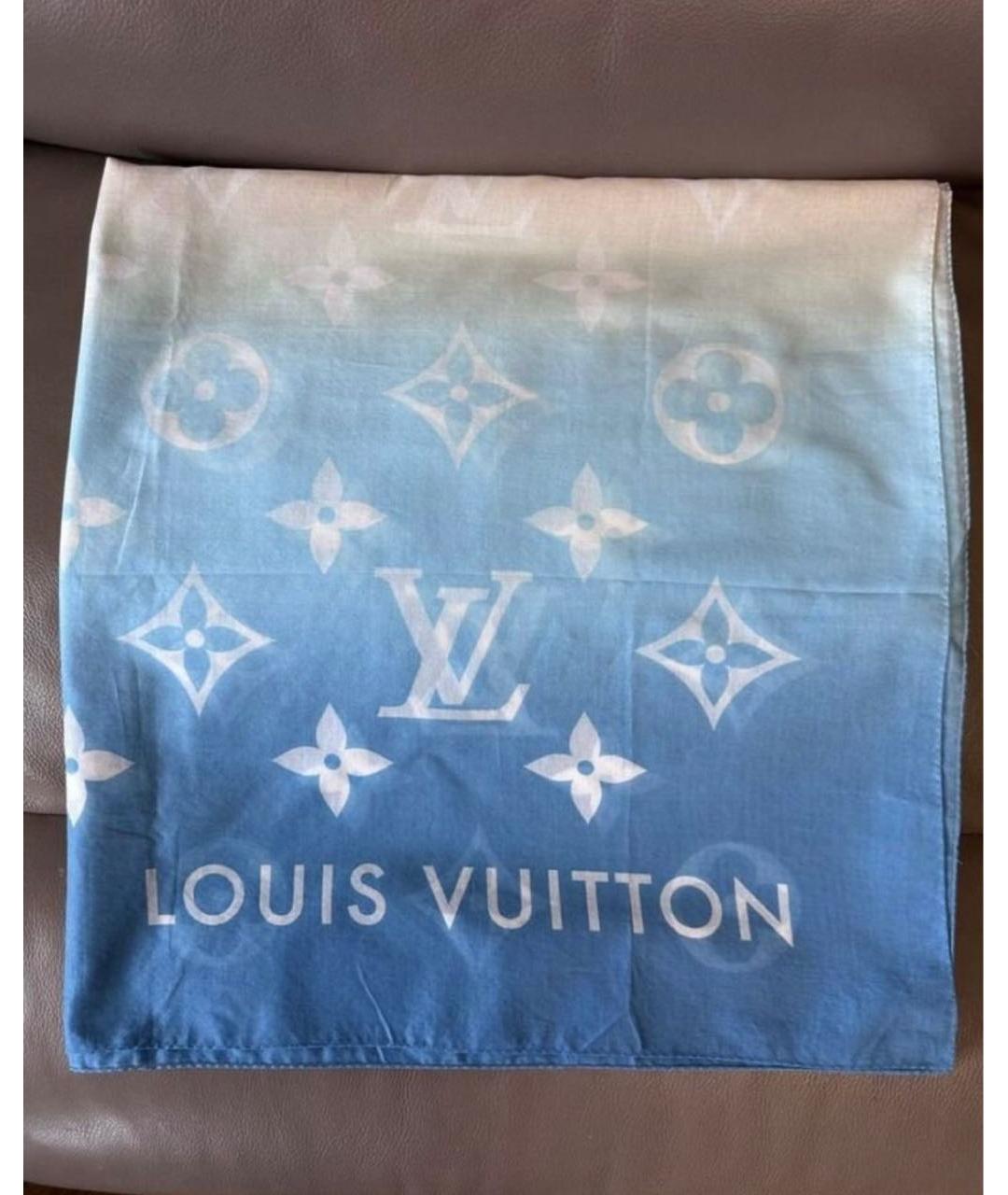 LOUIS VUITTON Голубое хлопковое парео, фото 3