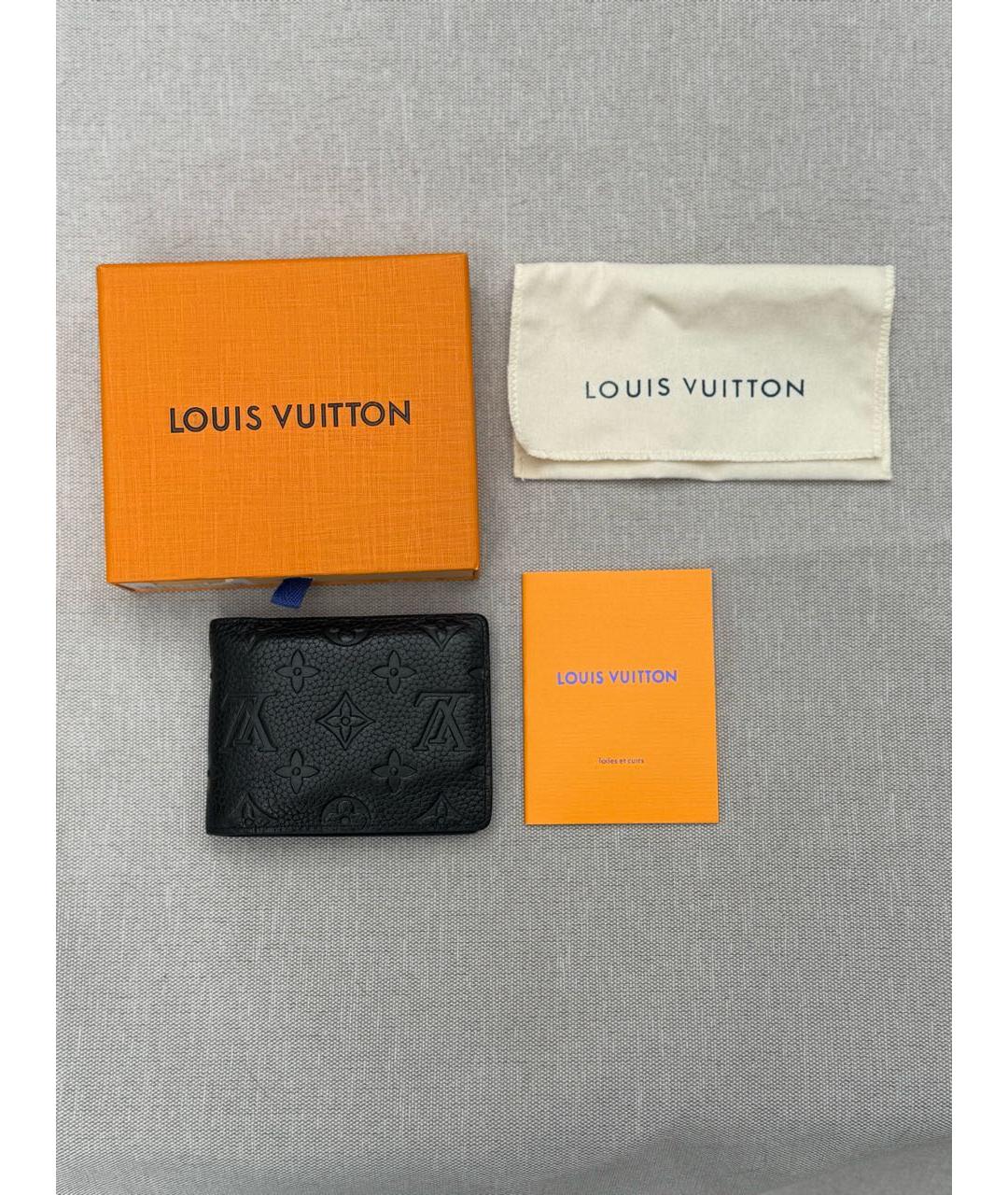 LOUIS VUITTON Черный кожаный кошелек, фото 6