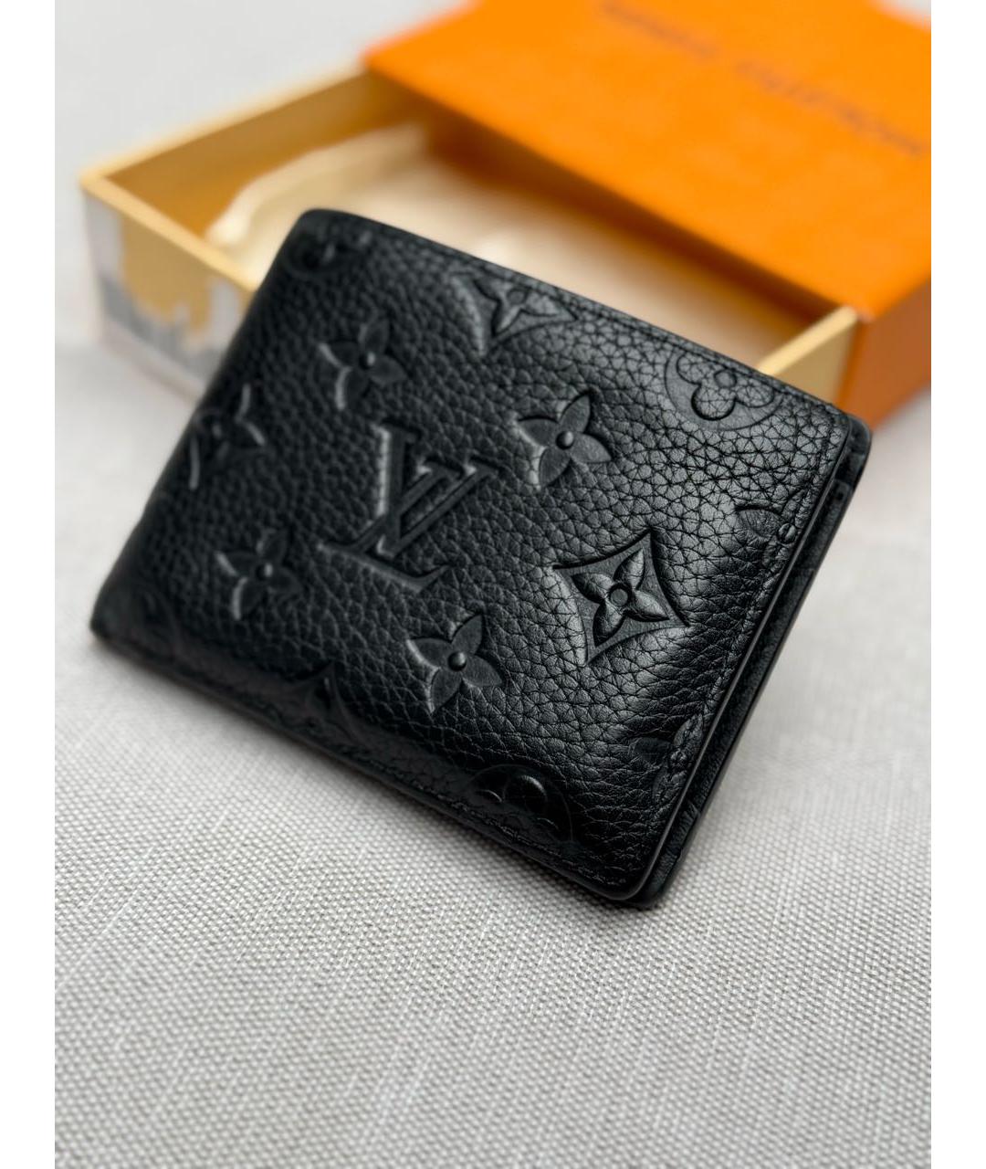 LOUIS VUITTON Черный кожаный кошелек, фото 3