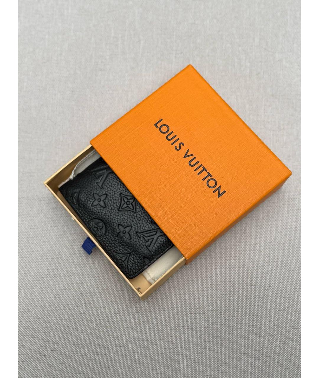 LOUIS VUITTON Черный кожаный кошелек, фото 5