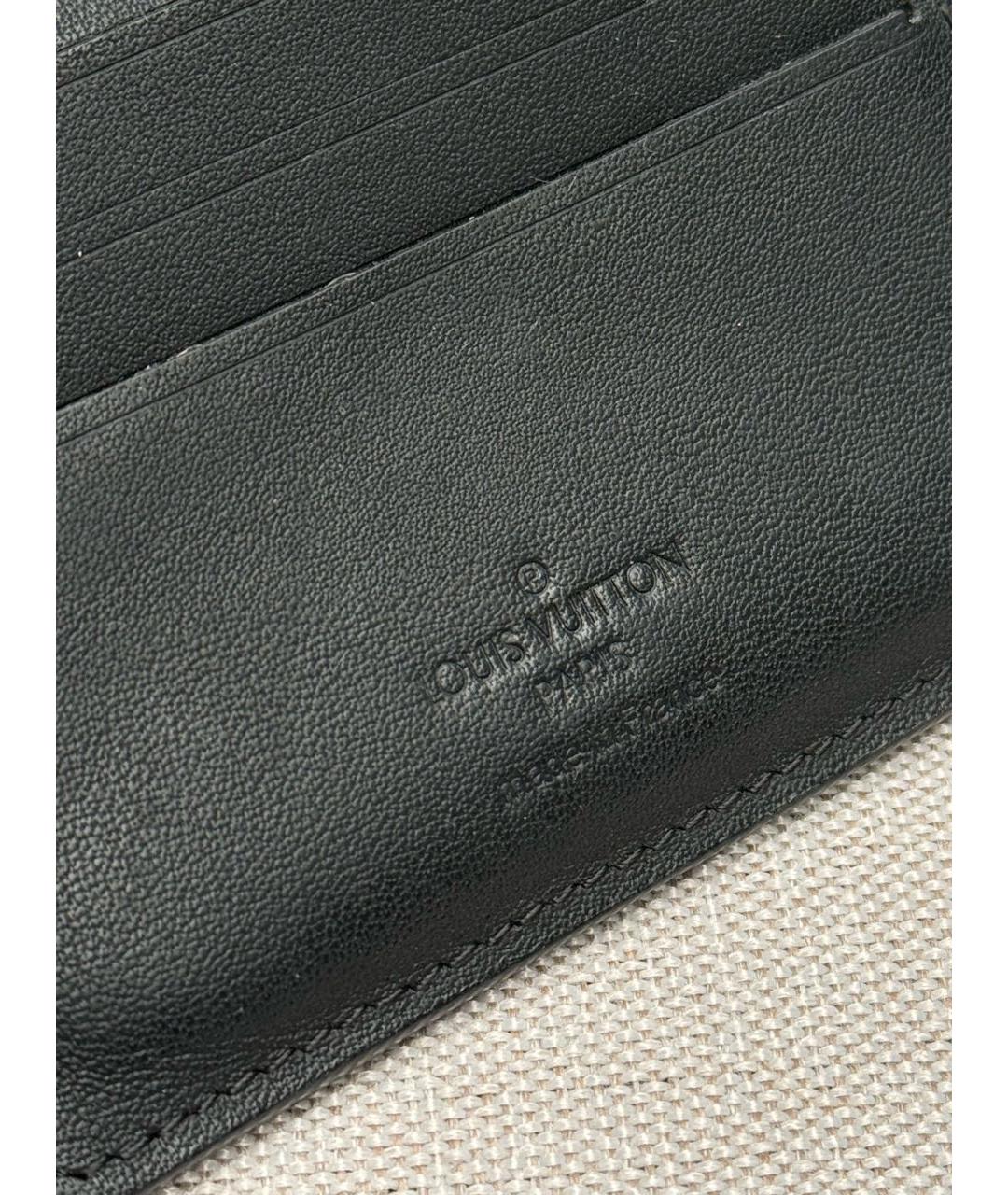 LOUIS VUITTON Черный кожаный кошелек, фото 2