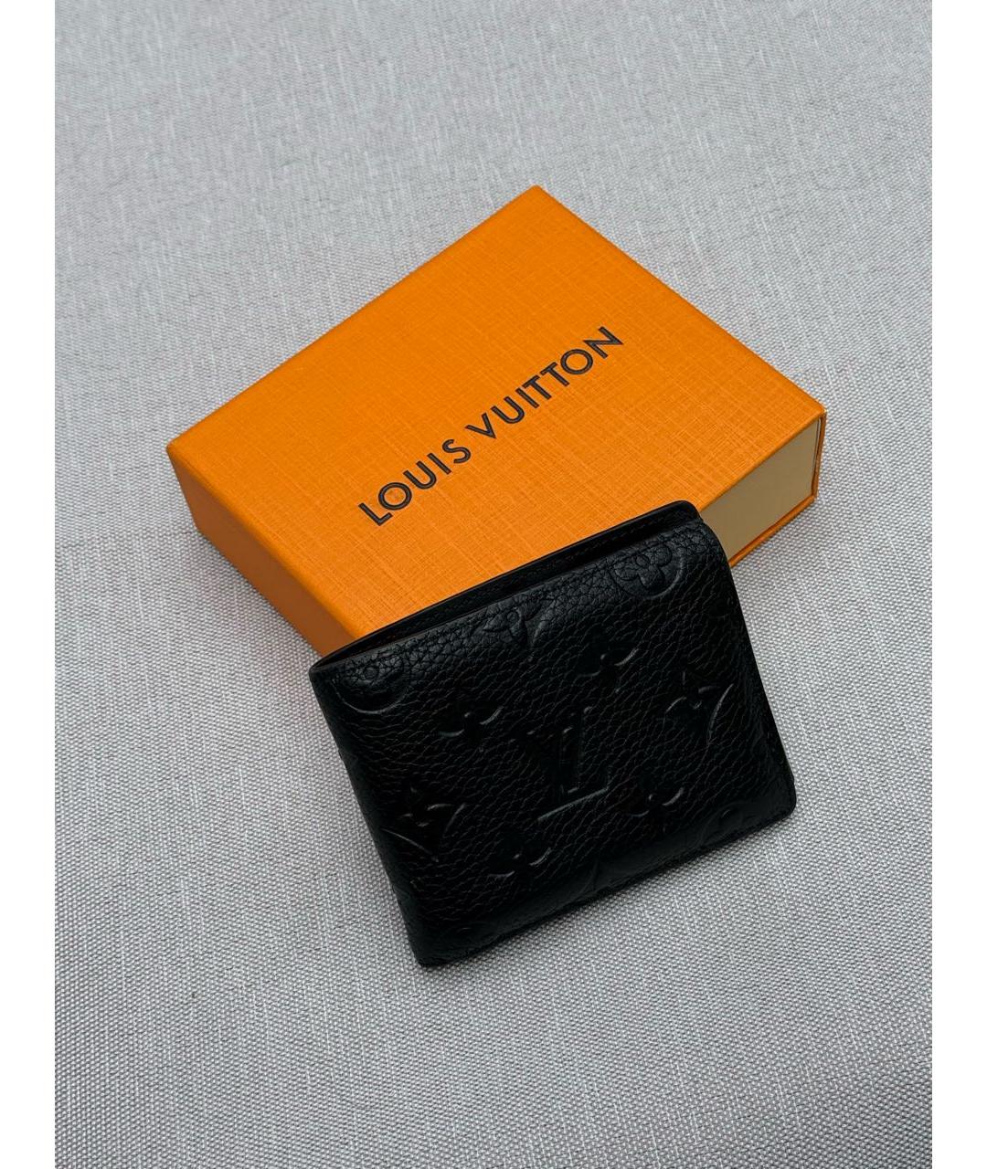 LOUIS VUITTON Черный кожаный кошелек, фото 4
