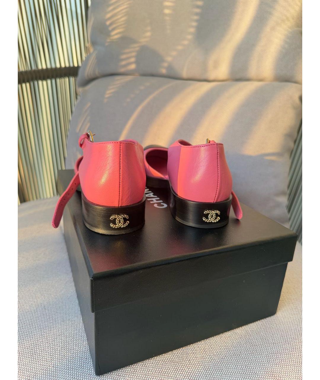 CHANEL Розовые кожаные туфли, фото 4