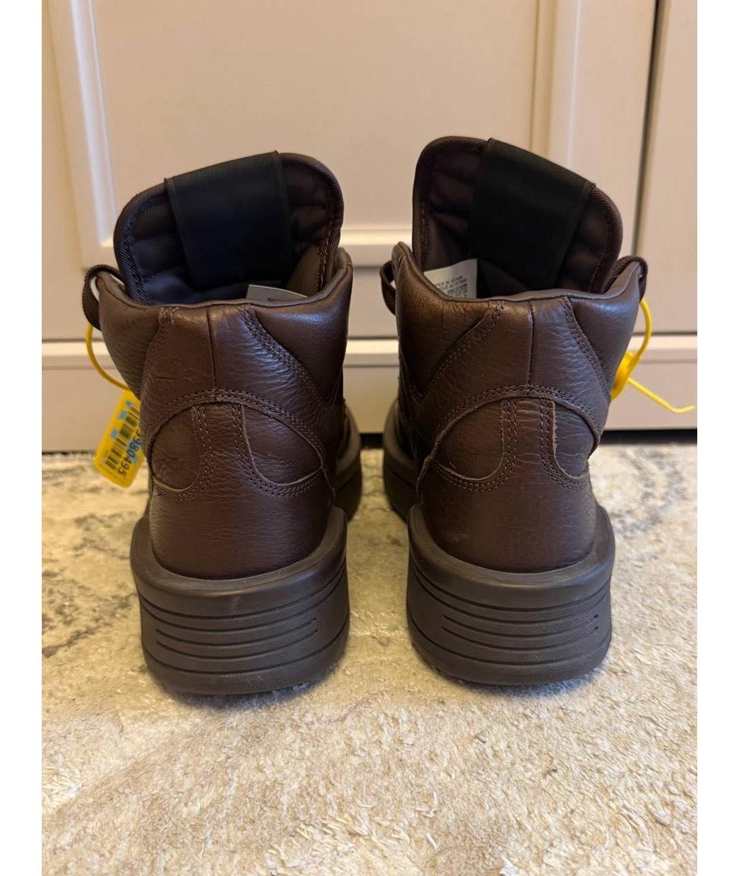 RICK OWENS DRKSHDW Коричневые кожаные высокие кроссовки / кеды, фото 4