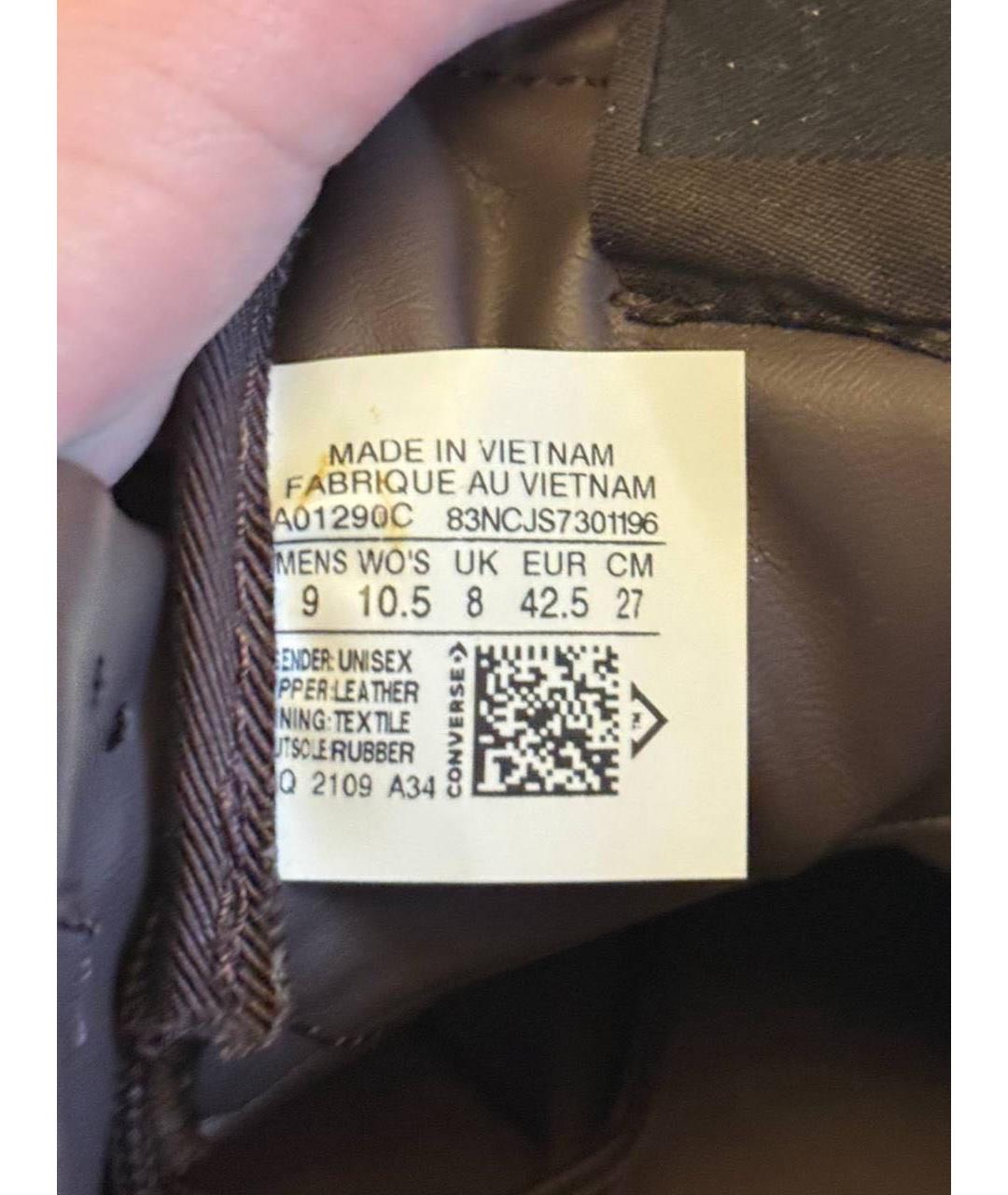 RICK OWENS DRKSHDW Коричневые кожаные высокие кроссовки / кеды, фото 5