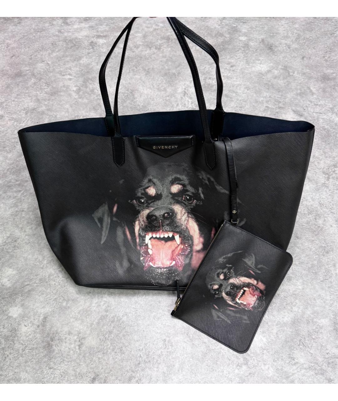 GIVENCHY Антрацитовая кожаная сумка тоут, фото 5
