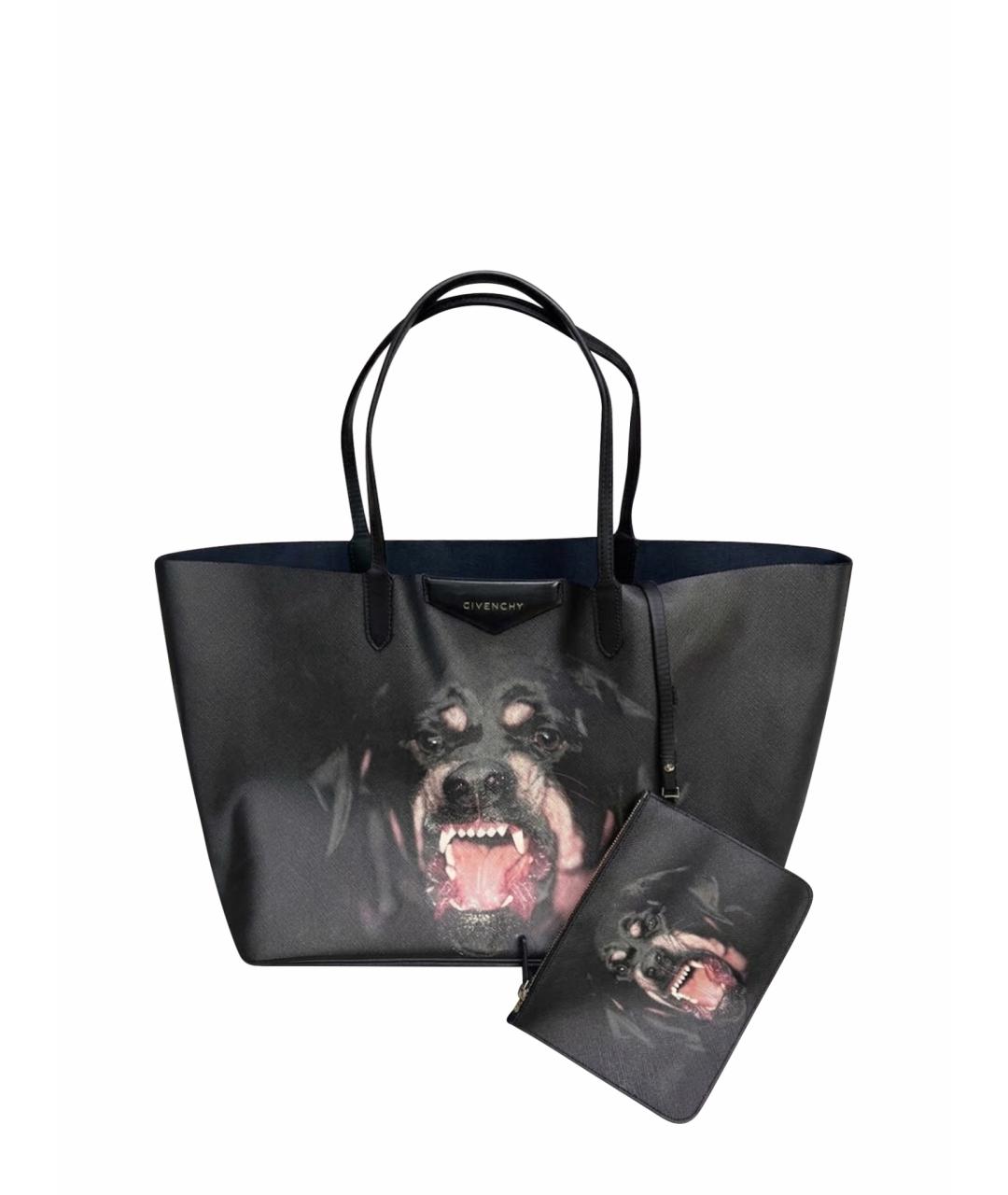 GIVENCHY Антрацитовая кожаная сумка тоут, фото 1