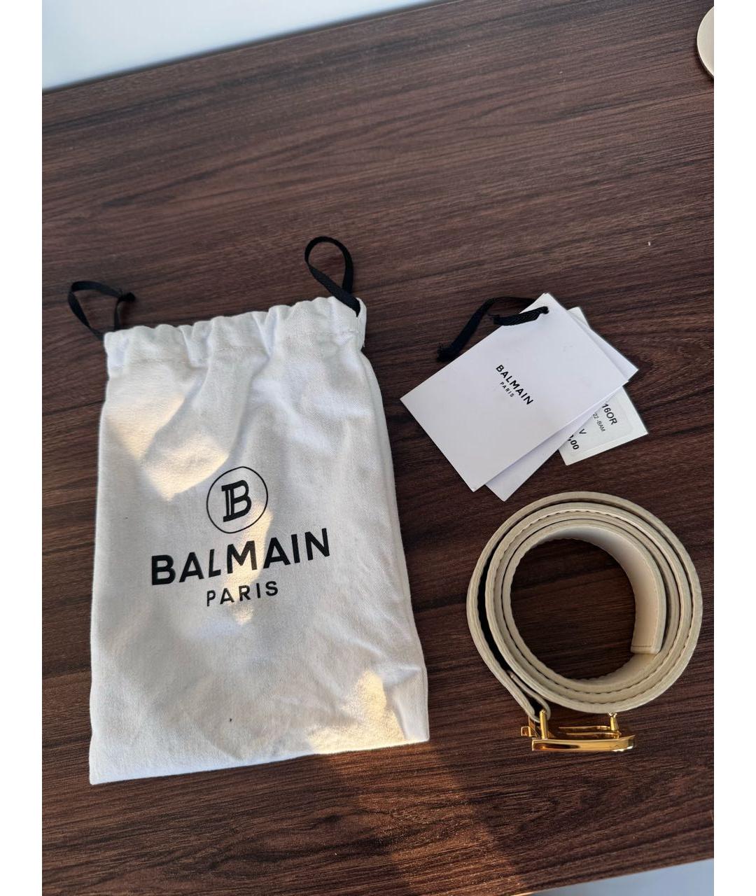 BALMAIN Бежевый кожаный ремень, фото 3