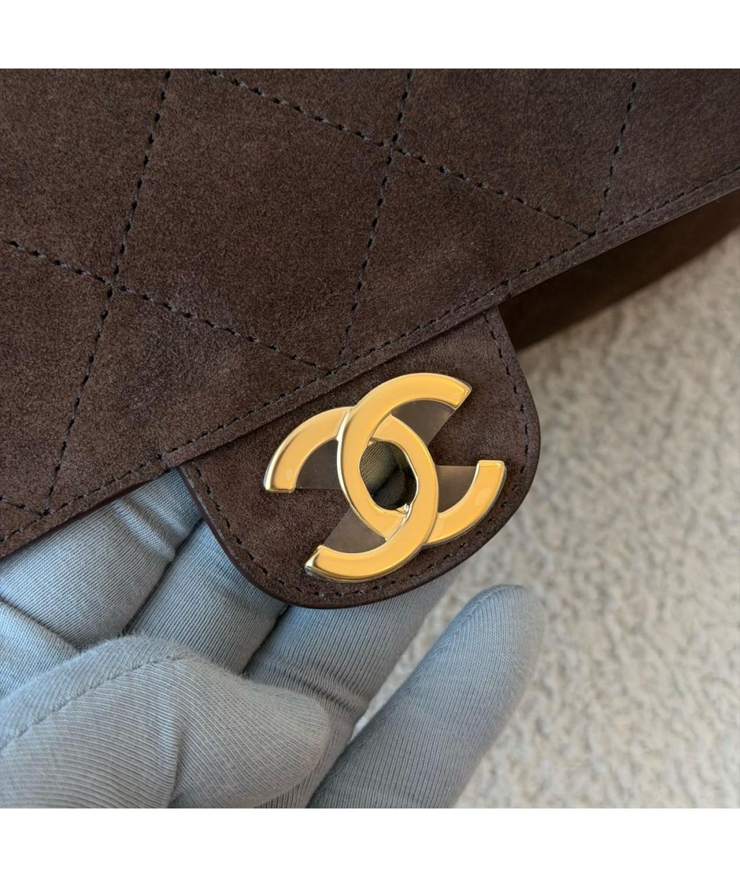 CHANEL Коричневая замшевая сумка через плечо, фото 5