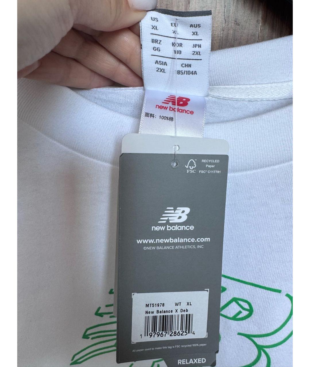 NEW BALANCE Белая хлопковая футболка, фото 5