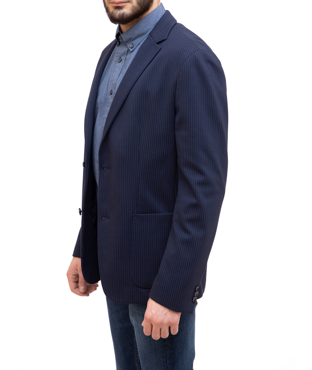 CALVIN KLEIN Темно-синий полиэстеровый пиджак, фото 2