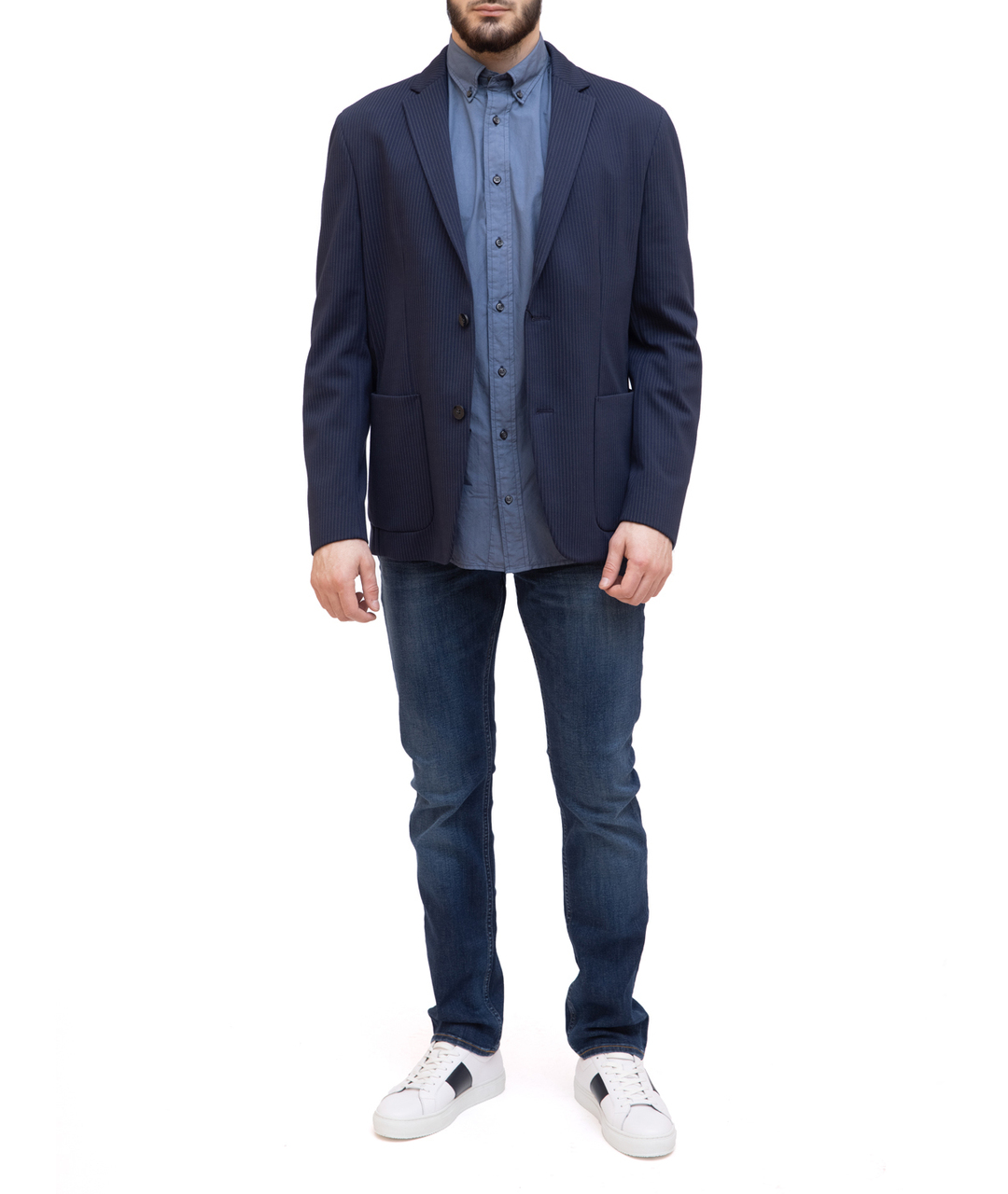 CALVIN KLEIN Темно-синий полиэстеровый пиджак, фото 4