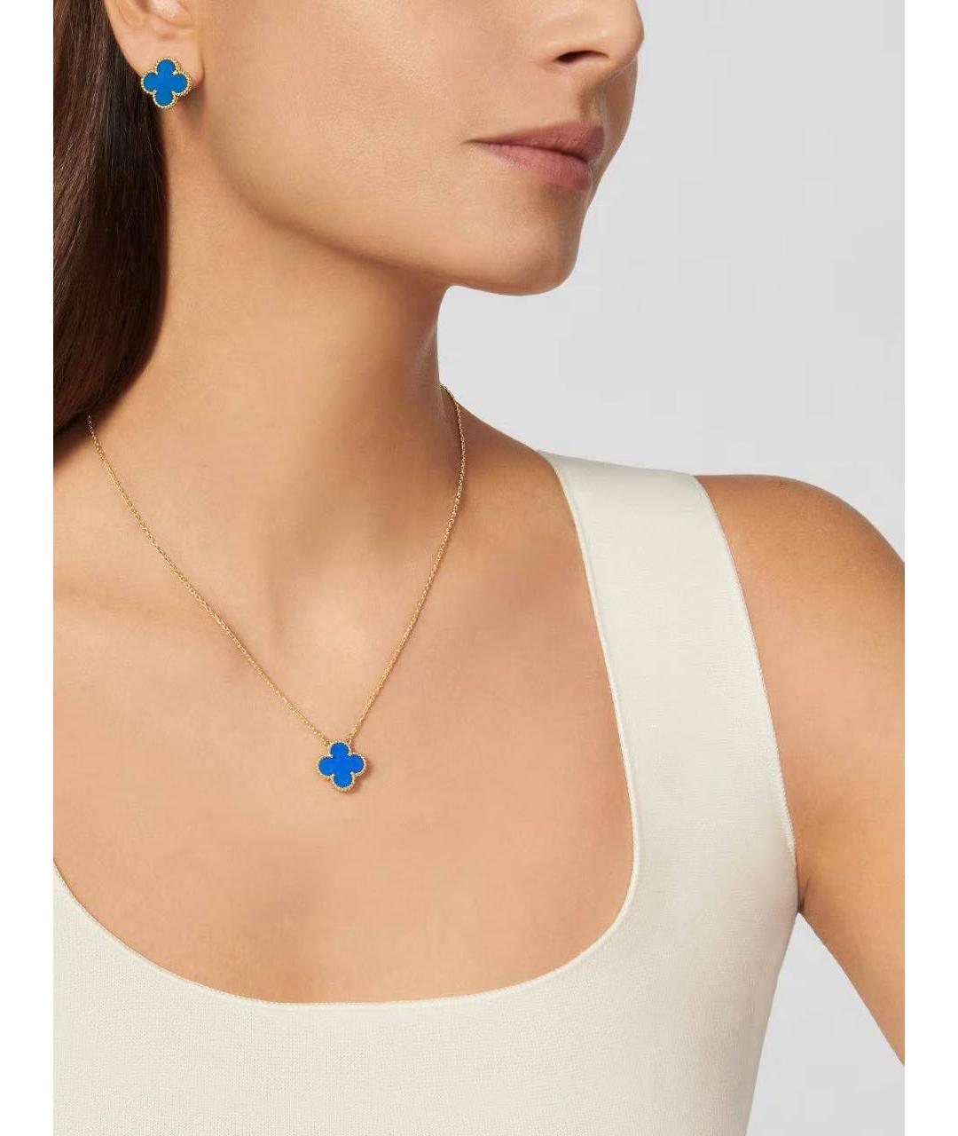 VAN CLEEF & ARPELS Синие серьги из желтого золота, фото 6