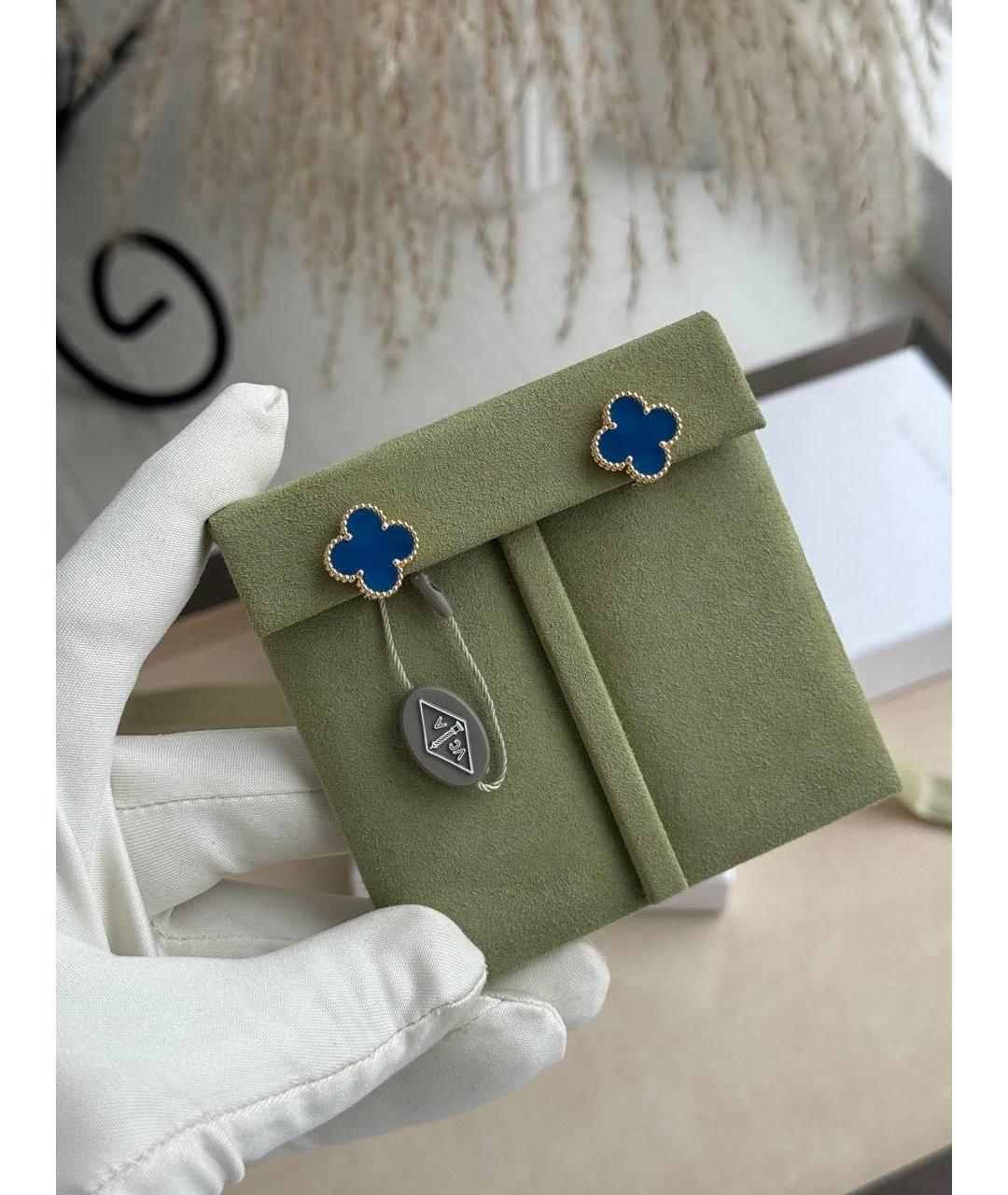 VAN CLEEF & ARPELS Синие серьги из желтого золота, фото 3
