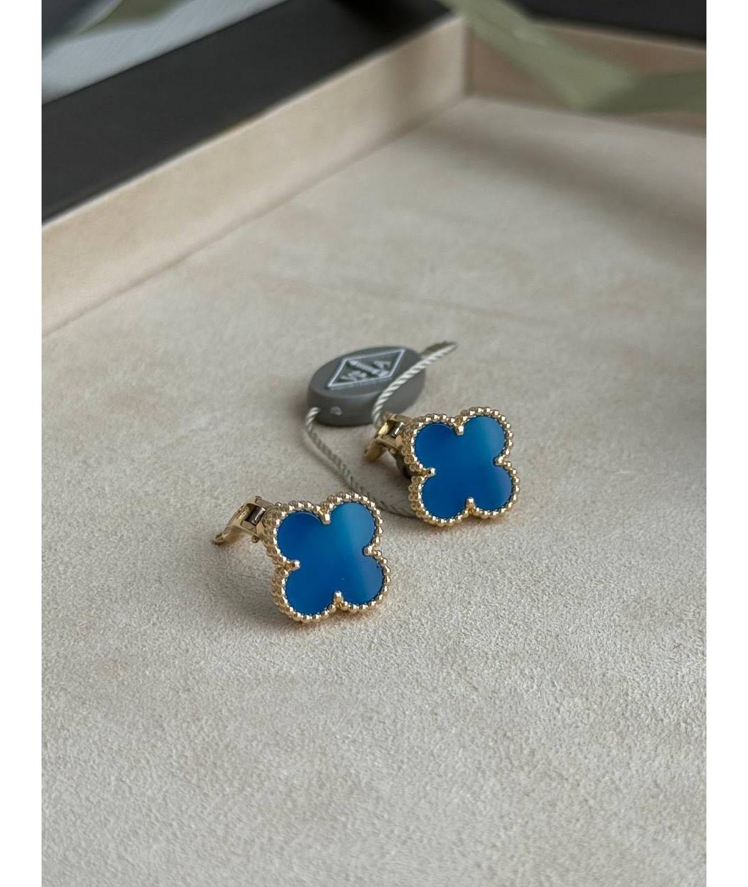 VAN CLEEF & ARPELS Синие серьги из желтого золота, фото 5