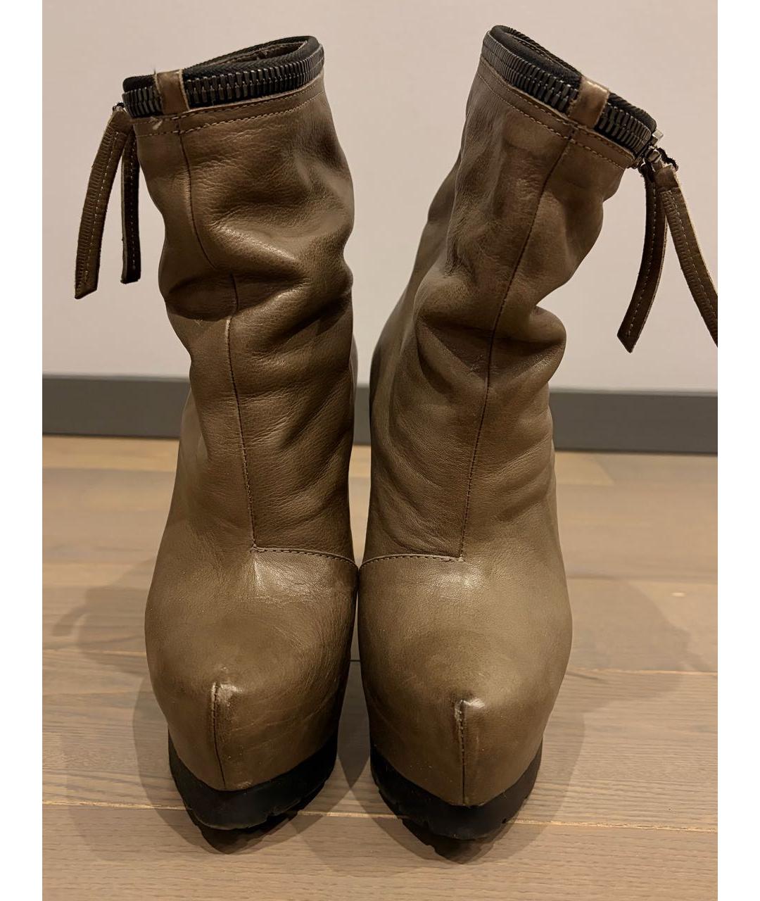 RICK OWENS Коричневые кожаные ботильоны, фото 2