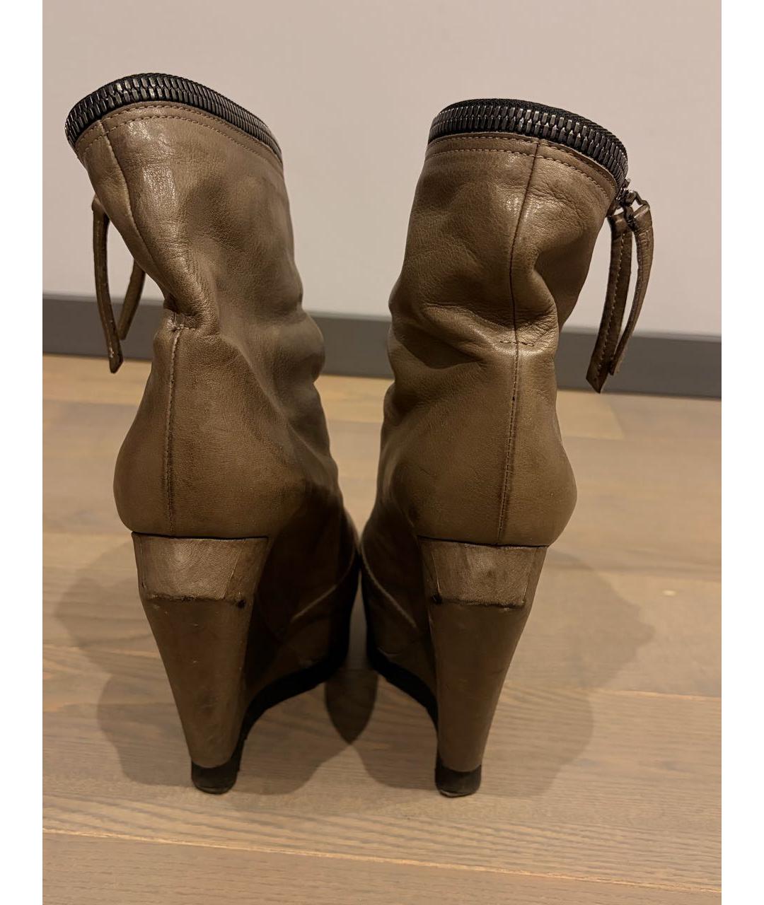 RICK OWENS Коричневые кожаные ботильоны, фото 4