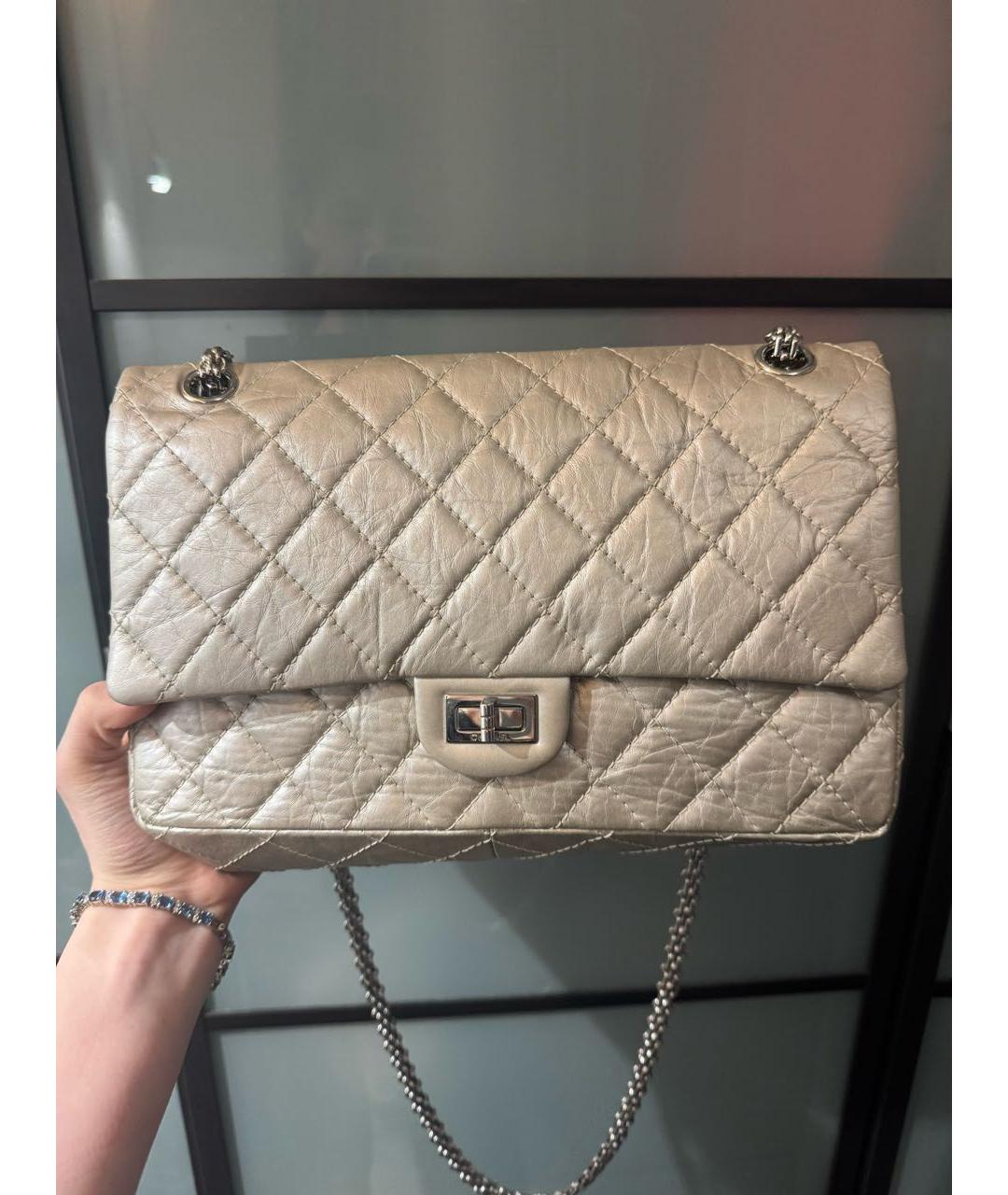 CHANEL Бежевая кожаная сумка через плечо, фото 8