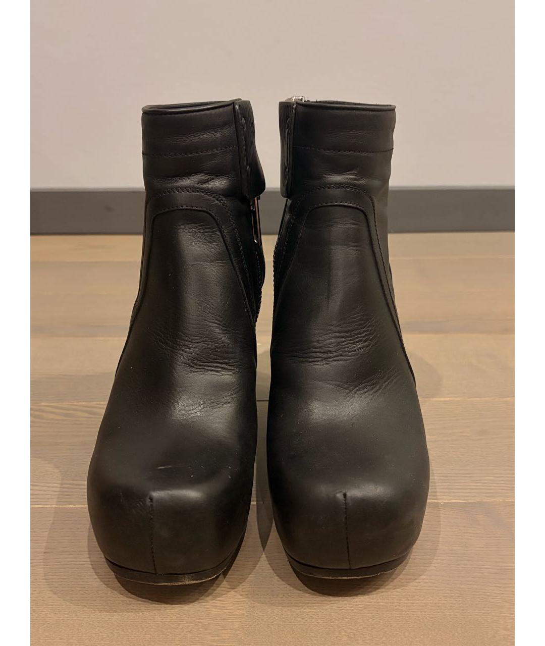 RICK OWENS Черные кожаные ботинки, фото 2