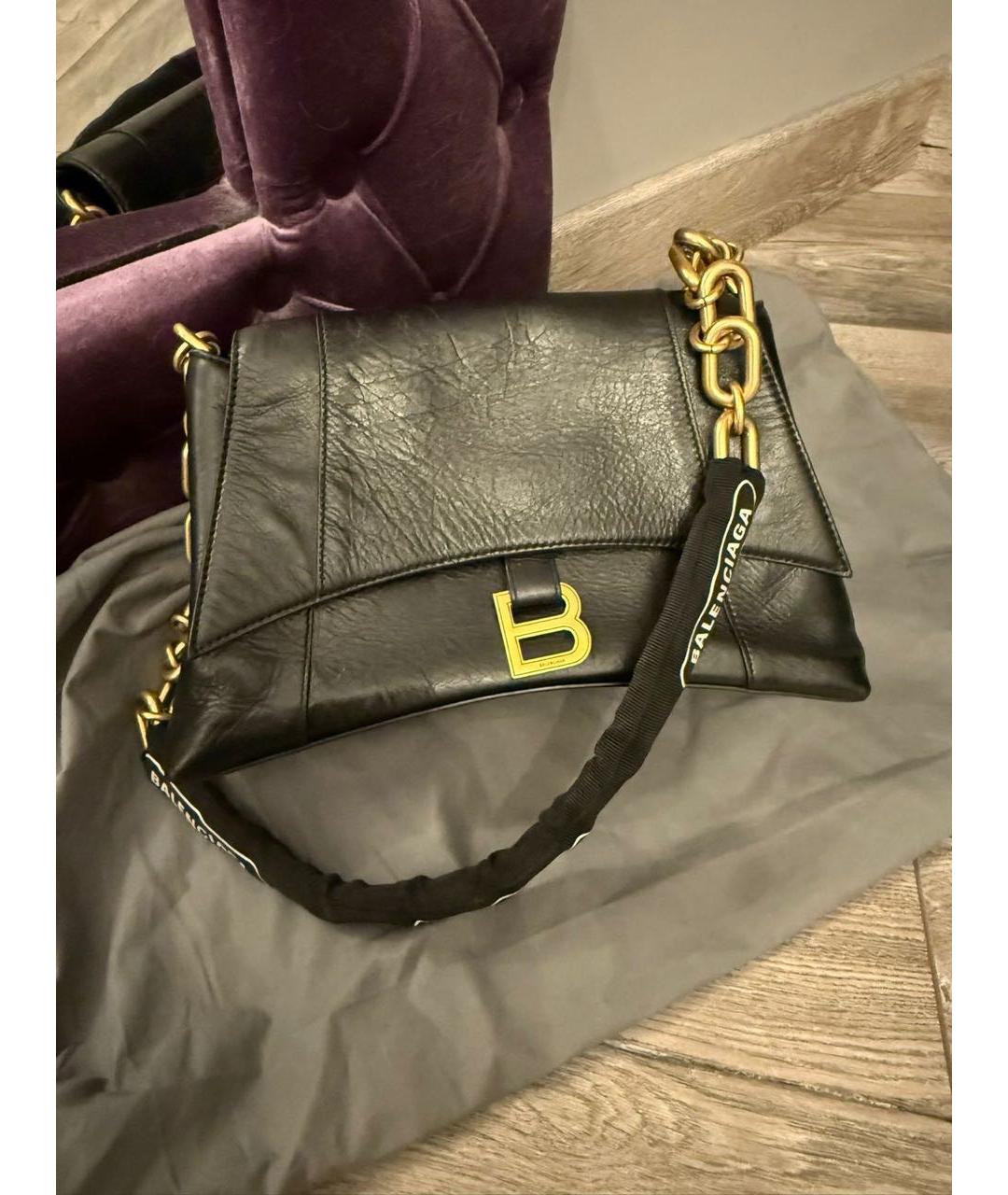 BALENCIAGA Черная кожаная сумка через плечо, фото 5