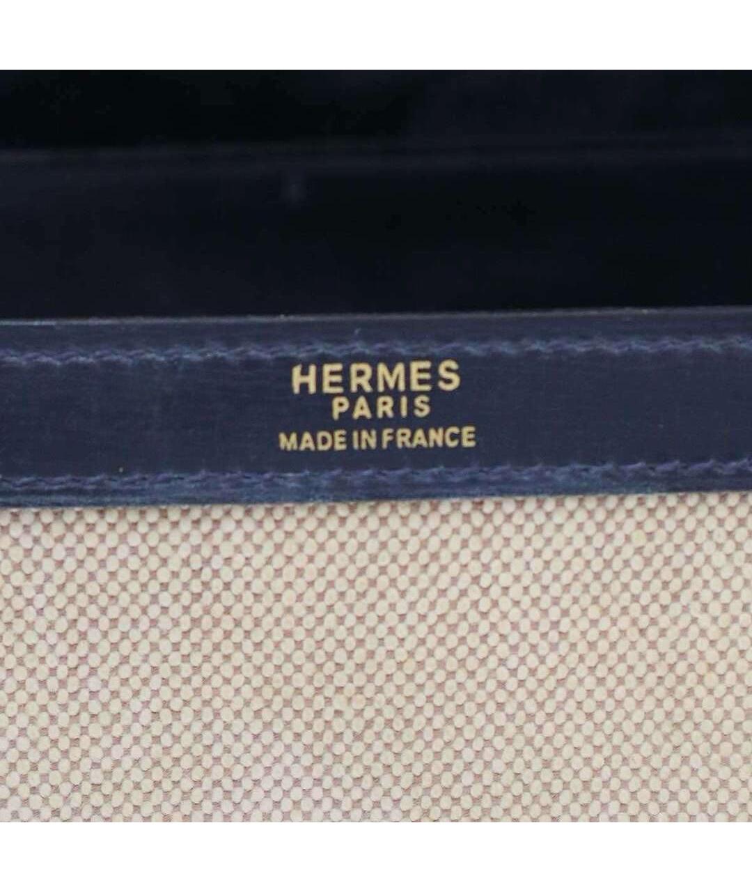 HERMES Темно-синяя кожаная сумка с короткими ручками, фото 5