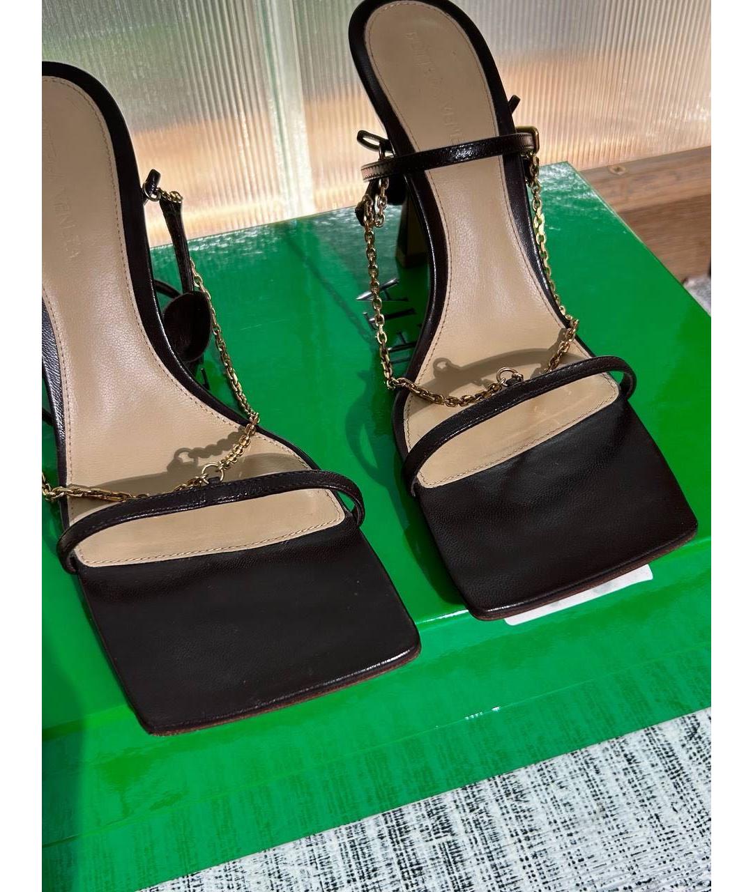 BOTTEGA VENETA Коричневые кожаные босоножки, фото 8