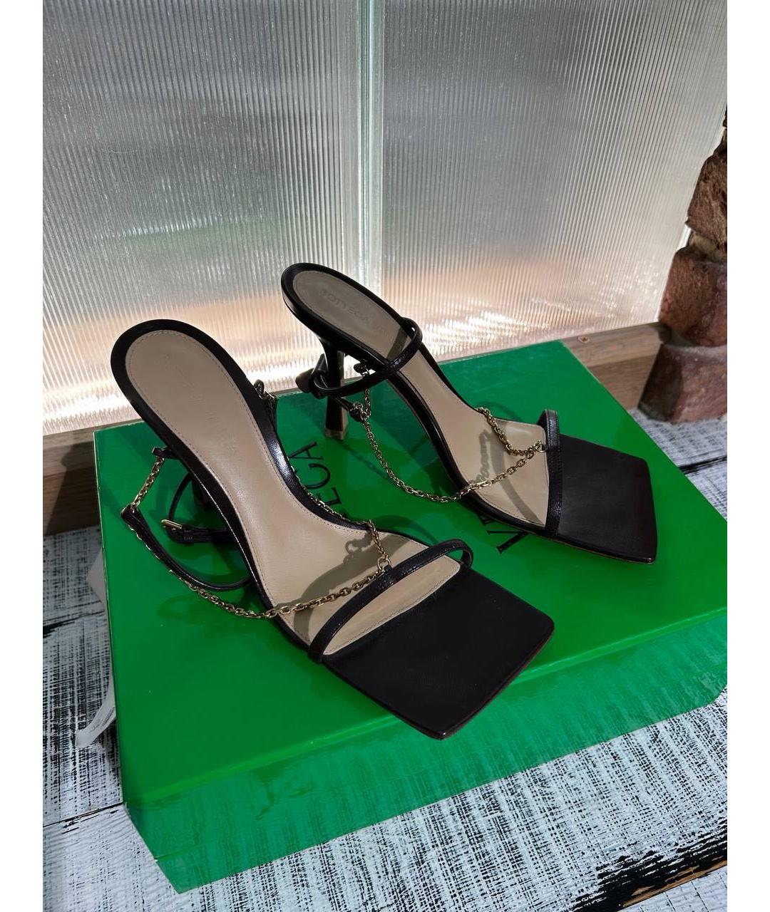 BOTTEGA VENETA Коричневые кожаные босоножки, фото 9