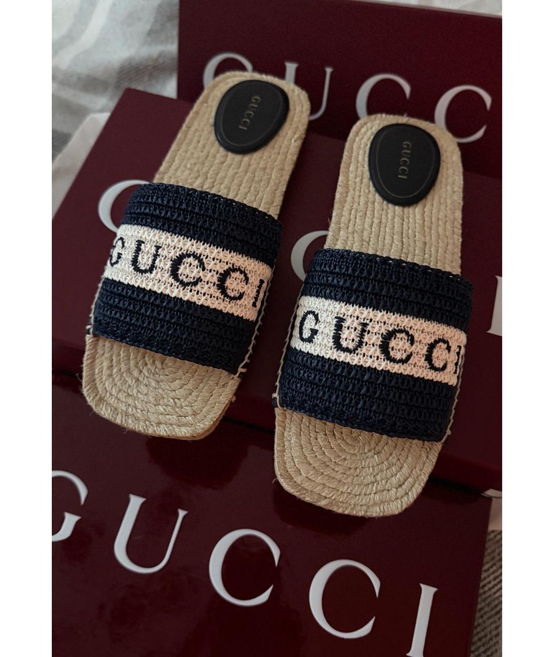 GUCCI Темно-синие шлепанцы, фото 4