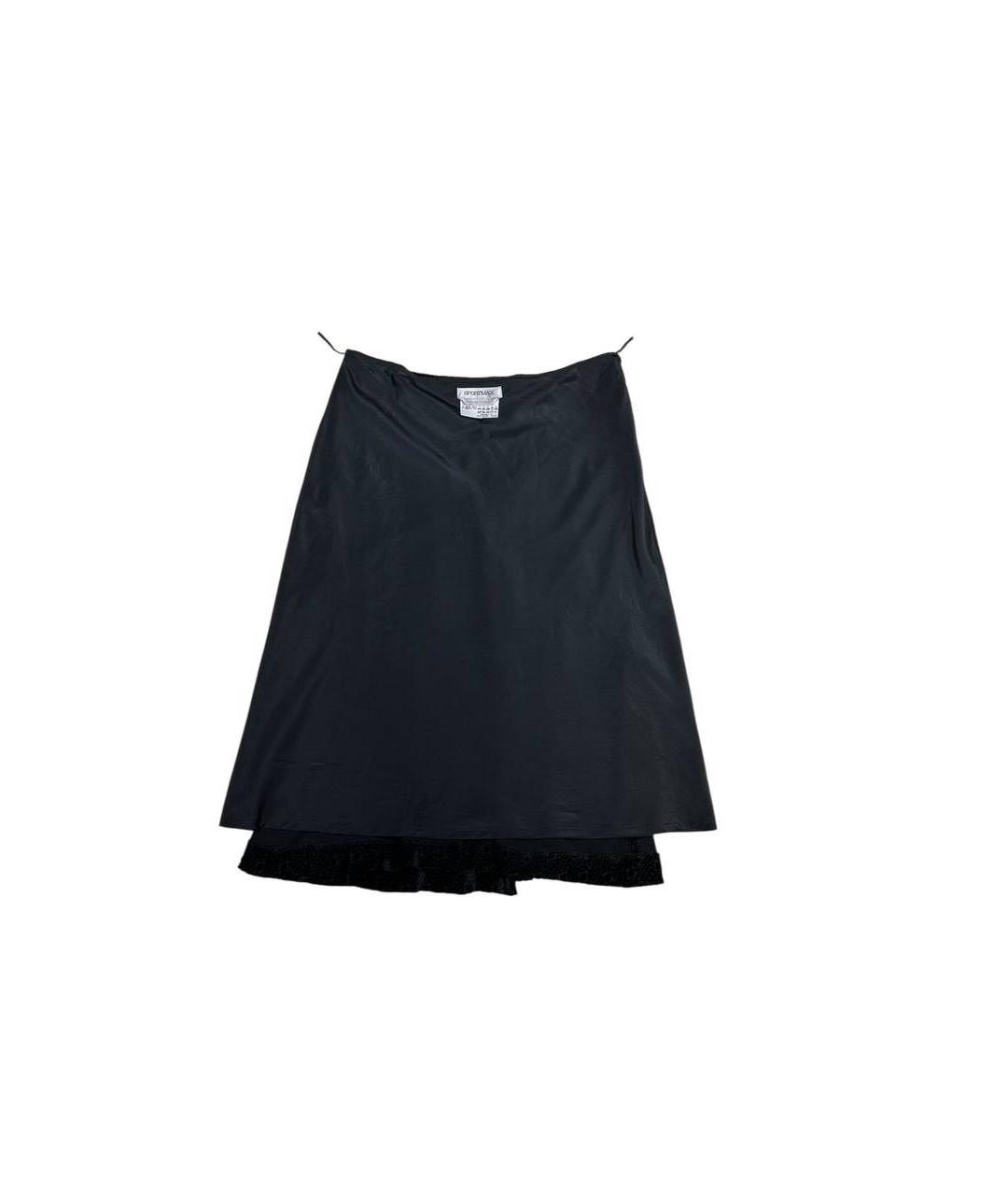 SPORTMAX Черная шелковая юбка миди, фото 2