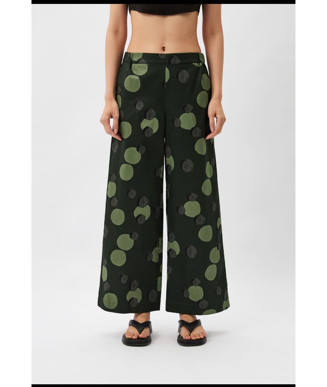 MAX MARA Хаки хлопковые брюки широкие, фото 8