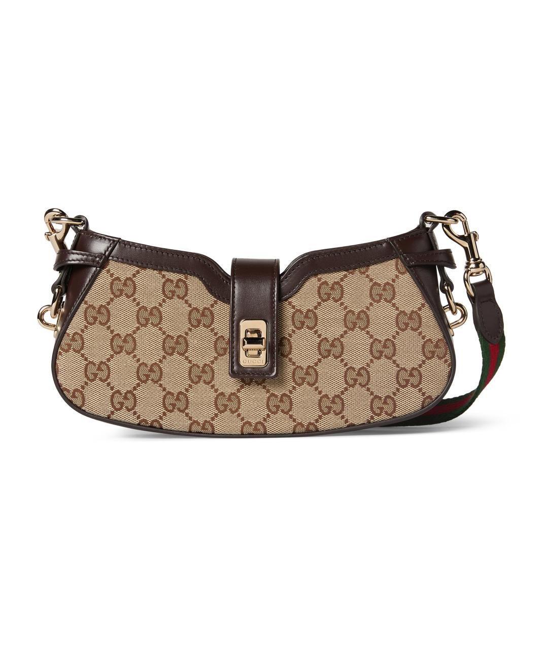 GUCCI Бежевая сумка через плечо из канвы, фото 6