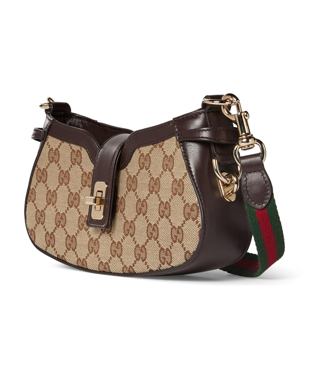 GUCCI Бежевая сумка через плечо из канвы, фото 2