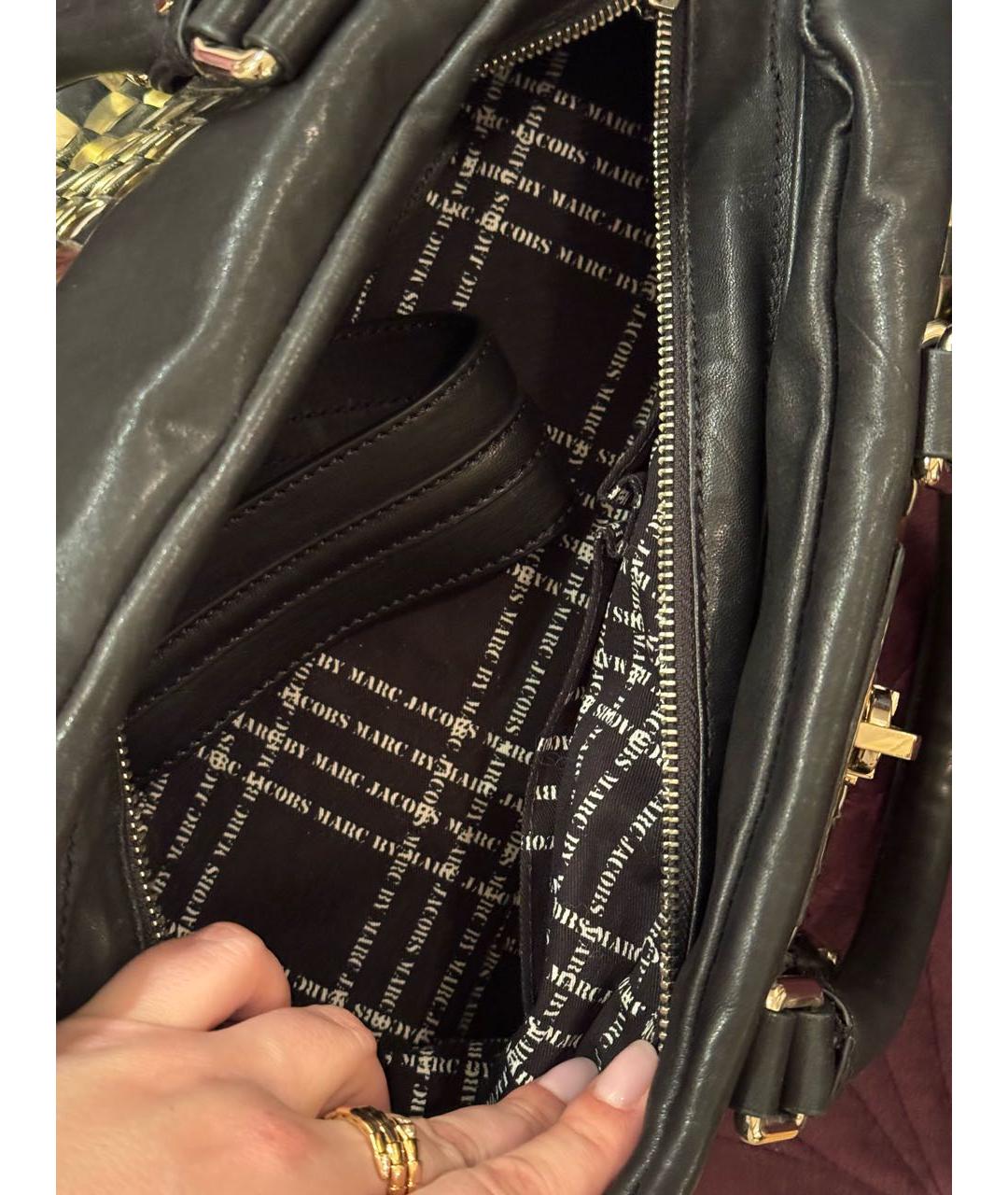 MARC BY MARC JACOBS Черная кожаная сумка с короткими ручками, фото 5