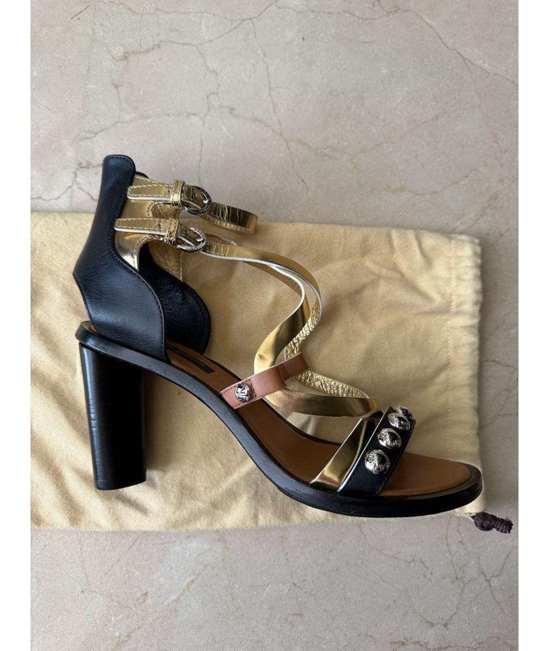 LOUIS VUITTON Золотые кожаные босоножки, фото 7