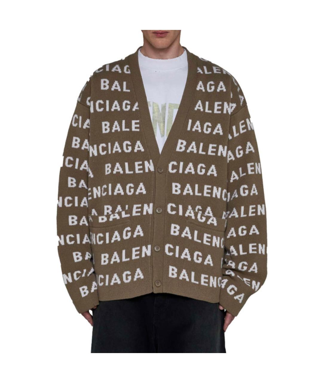 BALENCIAGA Хаки кардиган, фото 1