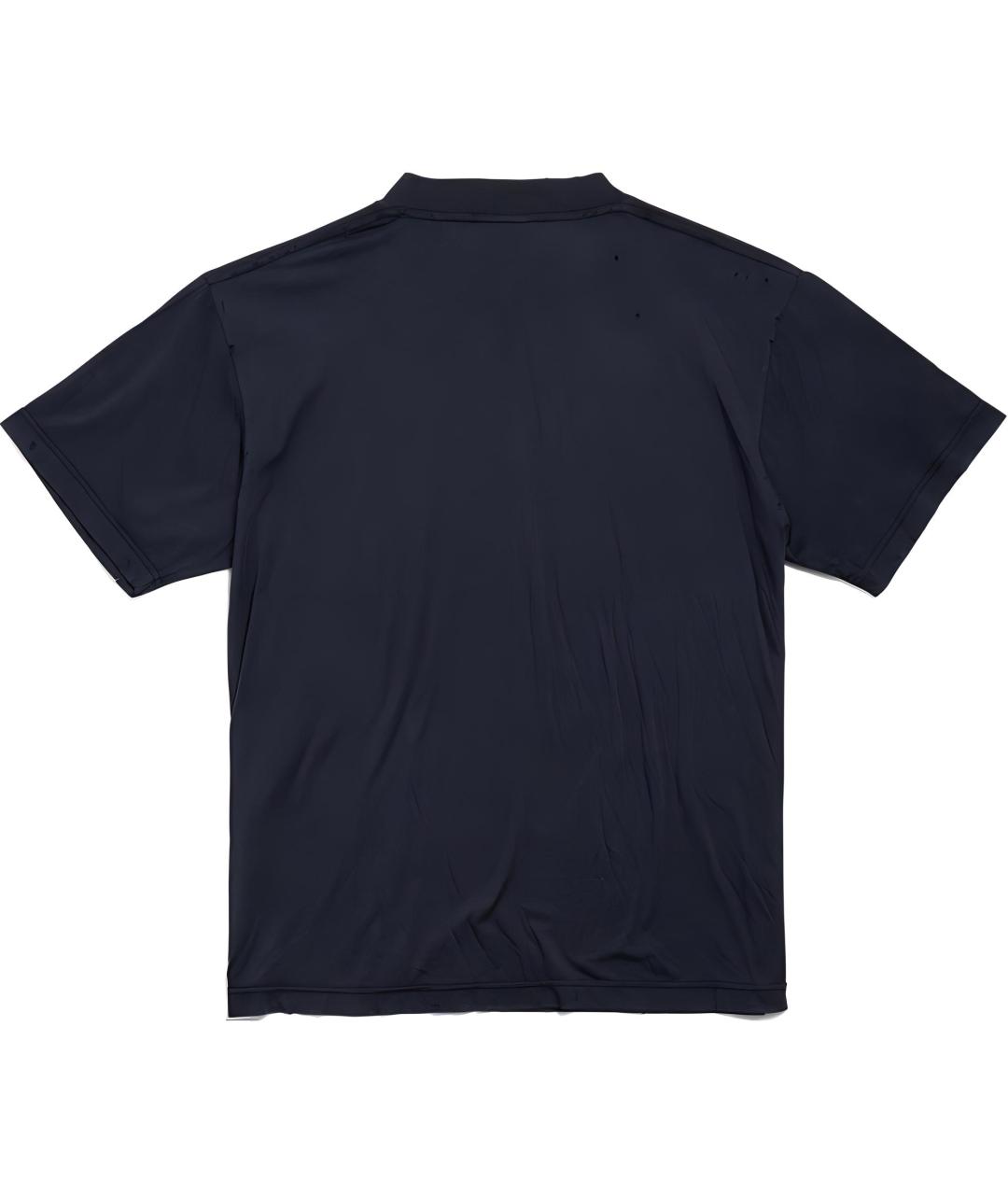 BALENCIAGA Темно-синяя хлопковая футболка, фото 2