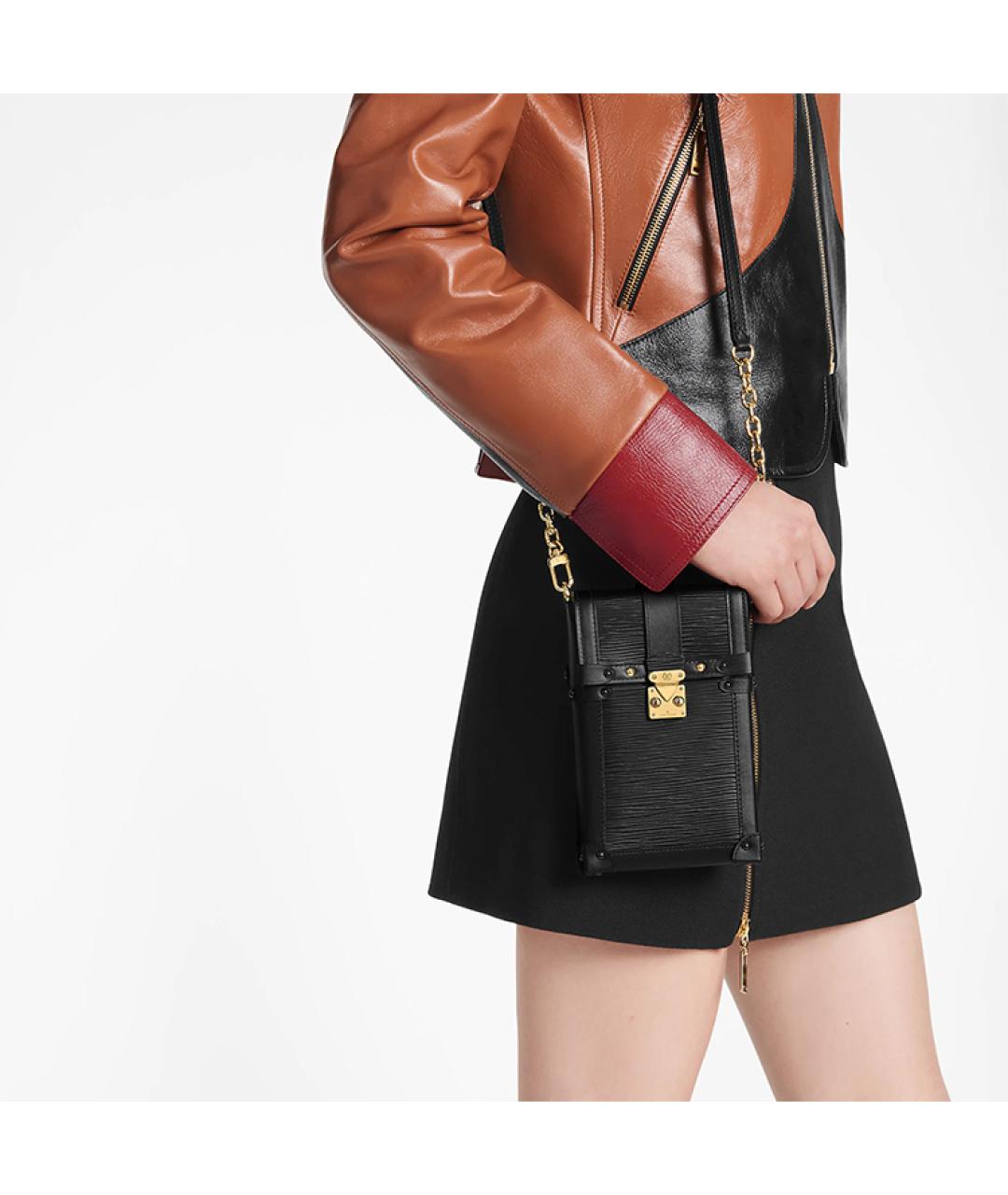 LOUIS VUITTON Черная кожаная сумка через плечо, фото 5