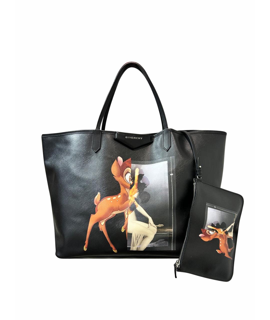 GIVENCHY Черная кожаная сумка тоут, фото 1
