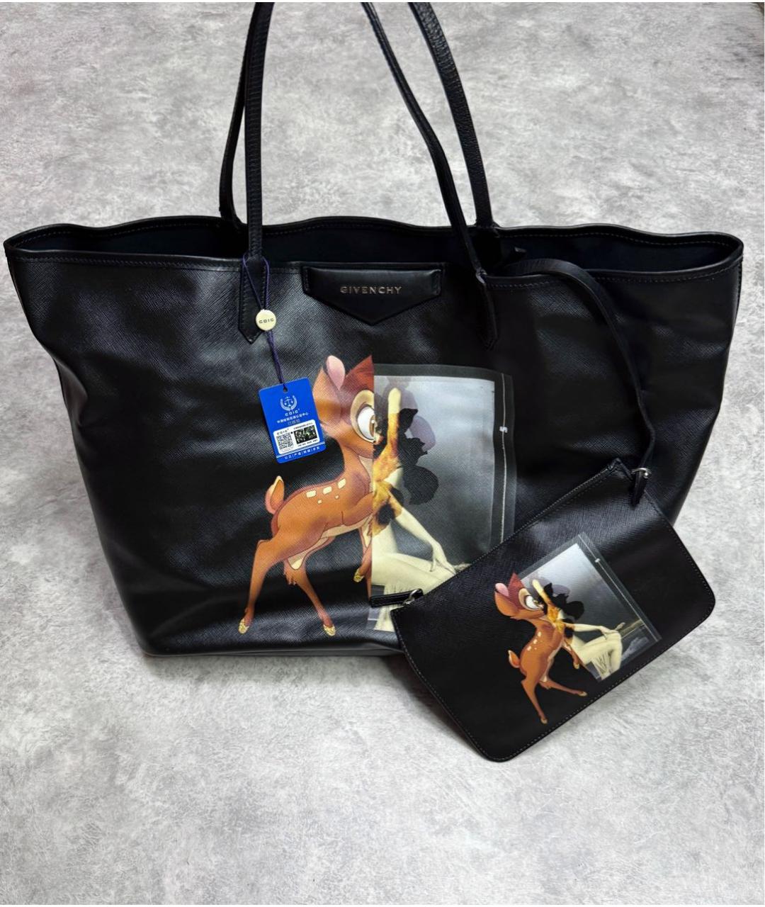 GIVENCHY Черная кожаная сумка тоут, фото 6